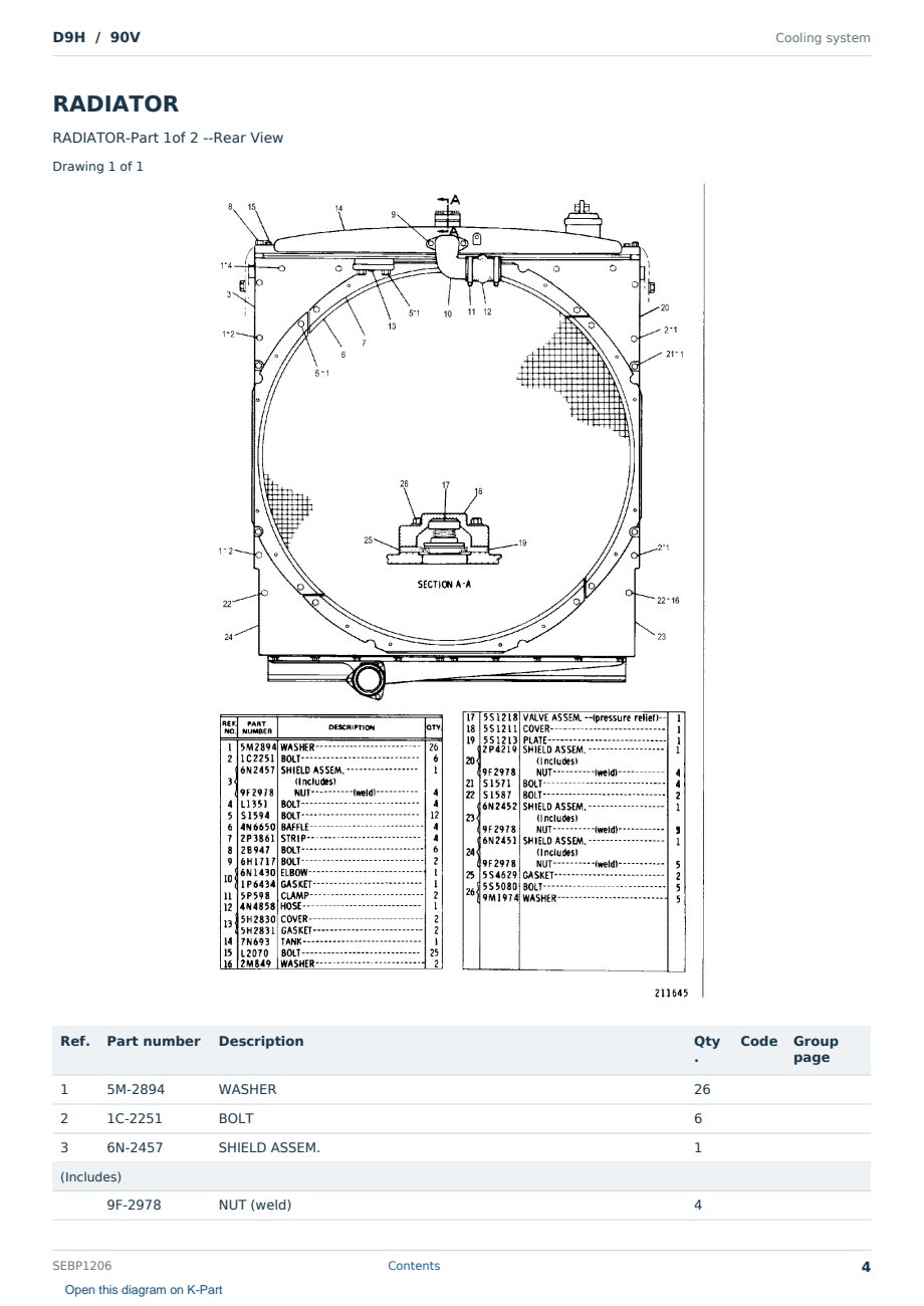 Caterpillar D9H S/N 90V Partsbook SEBP1206 (English) - sample page 4 of 10 Caterpillar D9H S/N 90V Partsbook SEBP1206 (English) - sample page 4 of 10