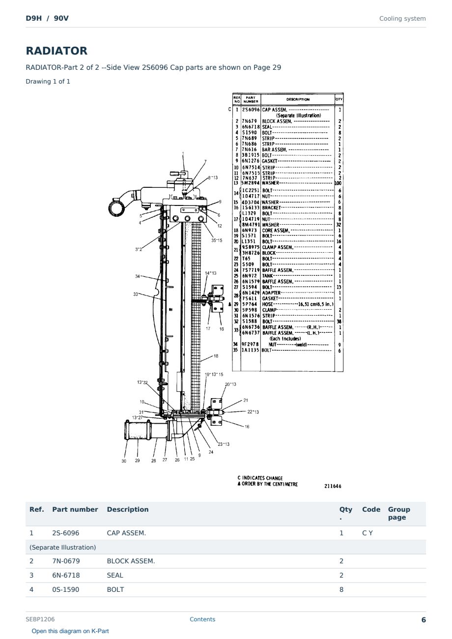 Caterpillar D9H S/N 90V Partsbook SEBP1206 (English) - sample page 6 of 10 Caterpillar D9H S/N 90V Partsbook SEBP1206 (English) - sample page 6 of 10