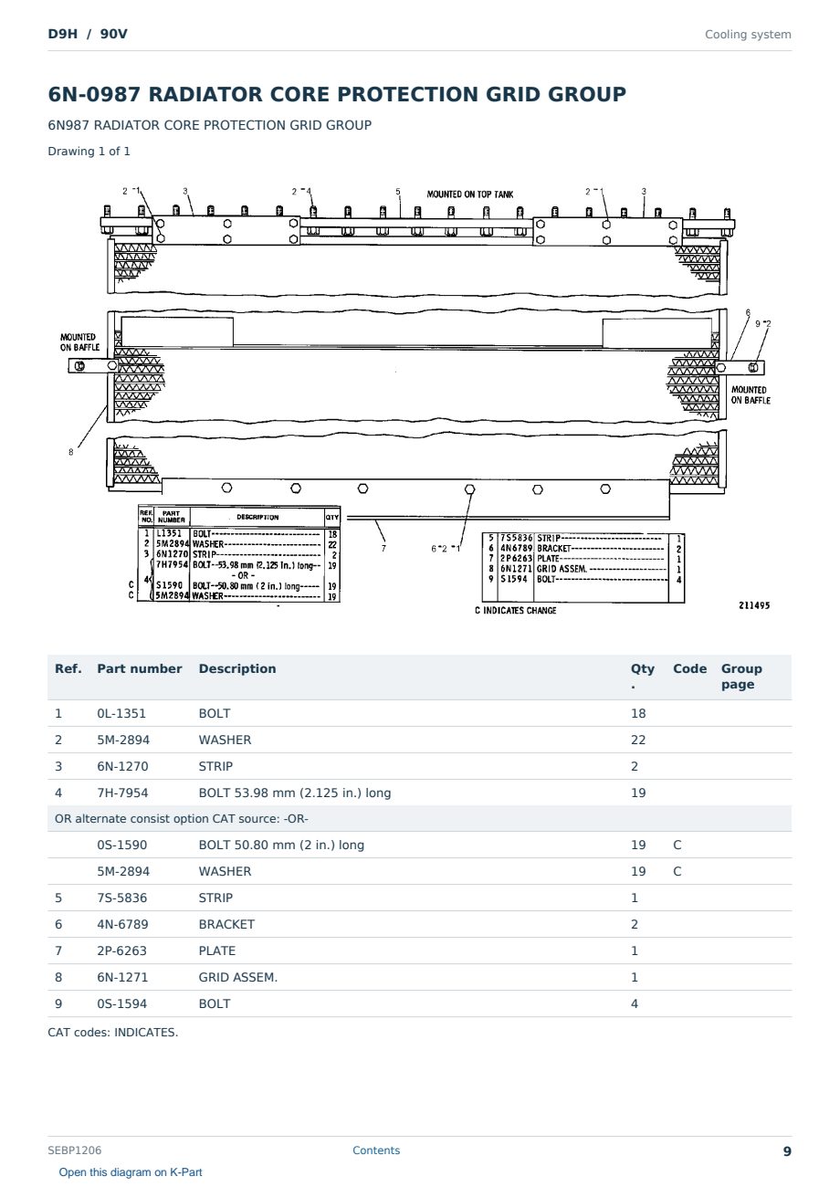 Caterpillar D9H S/N 90V Partsbook SEBP1206 (English) - sample page 9 of 10 Caterpillar D9H S/N 90V Partsbook SEBP1206 (English) - sample page 9 of 10