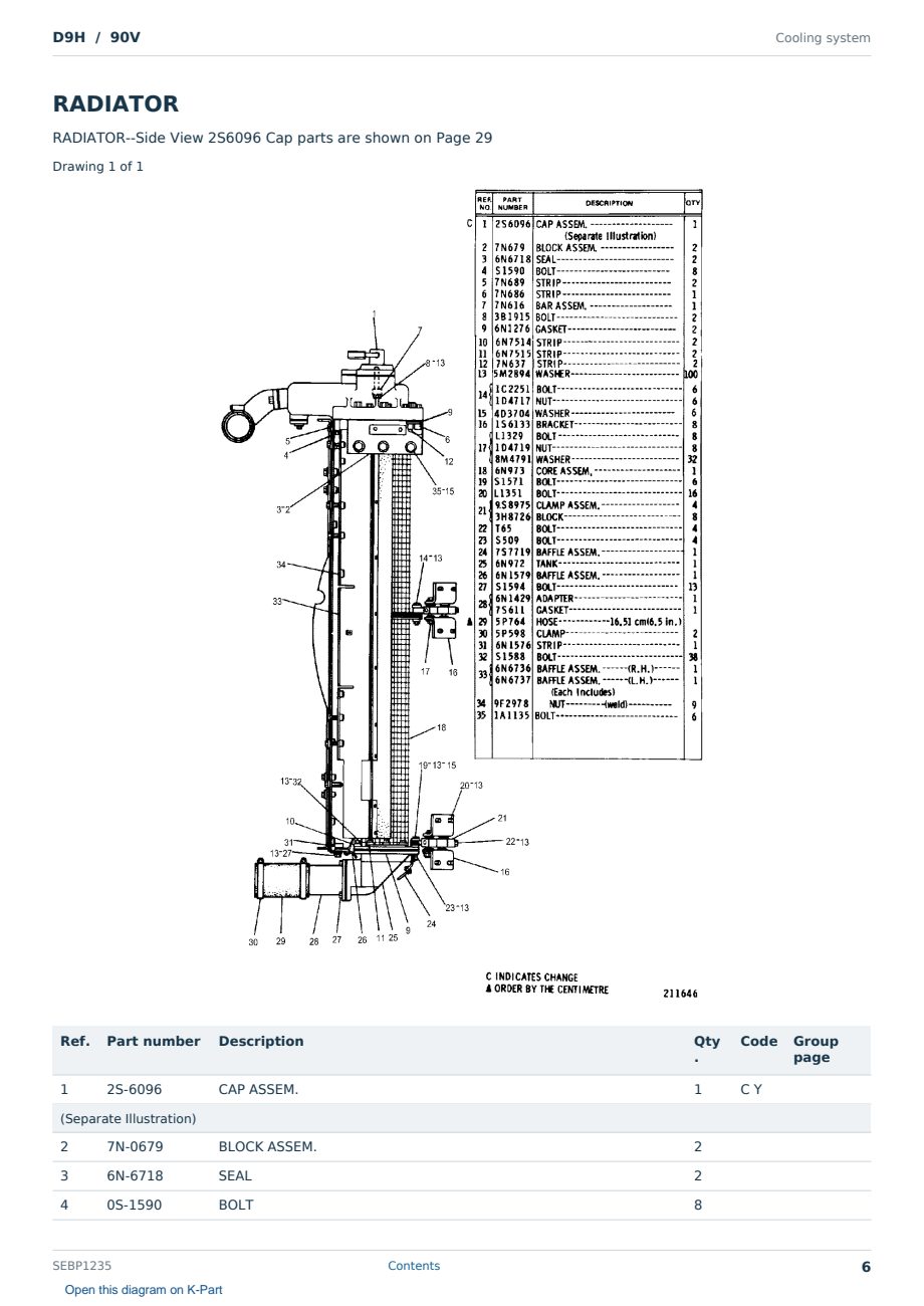 Caterpillar D9H S/N 90V Partsbook SEBP1235 (English) - sample page 6 of 10 Caterpillar D9H S/N 90V Partsbook SEBP1235 (English) - sample page 6 of 10
