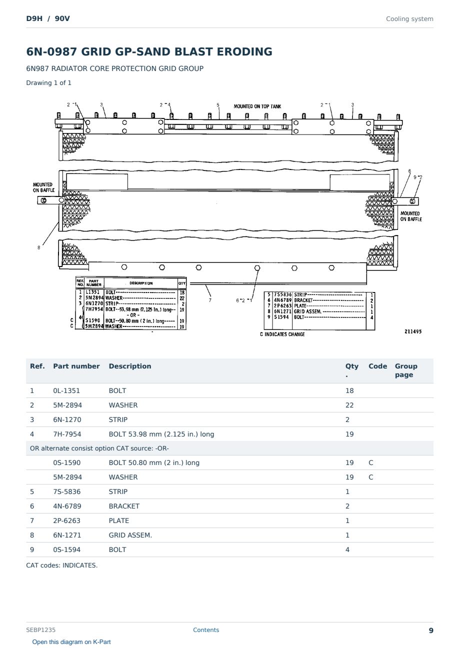 Caterpillar D9H S/N 90V Partsbook SEBP1235 (English) - sample page 9 of 10 Caterpillar D9H S/N 90V Partsbook SEBP1235 (English) - sample page 9 of 10