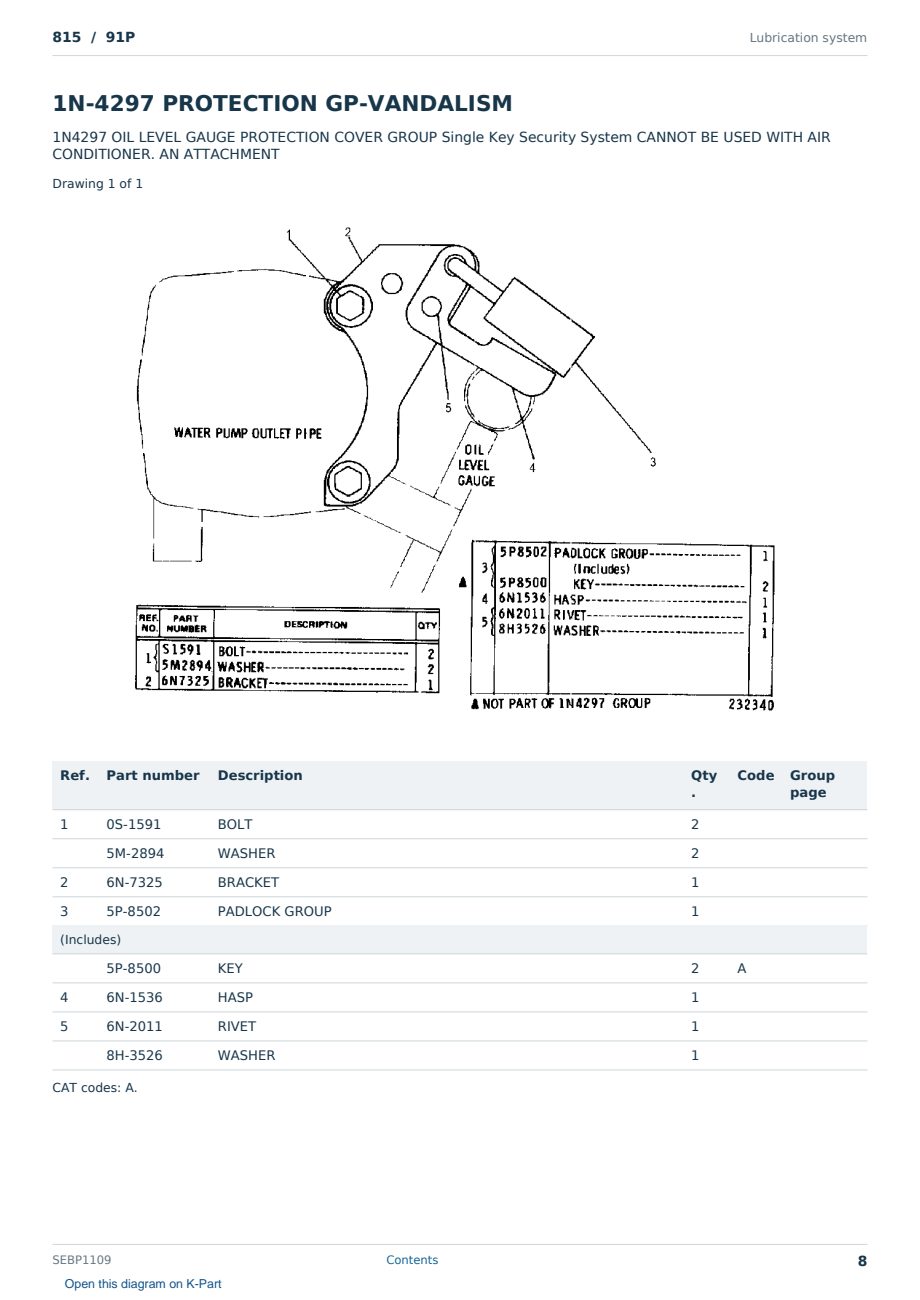 Caterpillar 815 S/N 91P Partsbook SEBP1109 (English) - sample page 8 of 10 Caterpillar 815 S/N 91P Partsbook SEBP1109 (English) - sample page 8 of 10