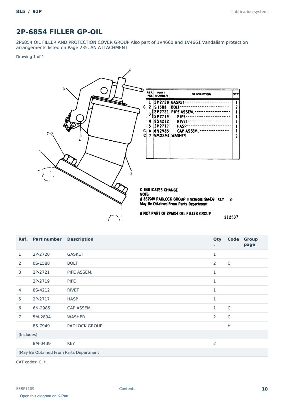 Caterpillar 815 S/N 91P Partsbook SEBP1109 (English) - sample page 10 of 10 Caterpillar 815 S/N 91P Partsbook SEBP1109 (English) - sample page 10 of 10
