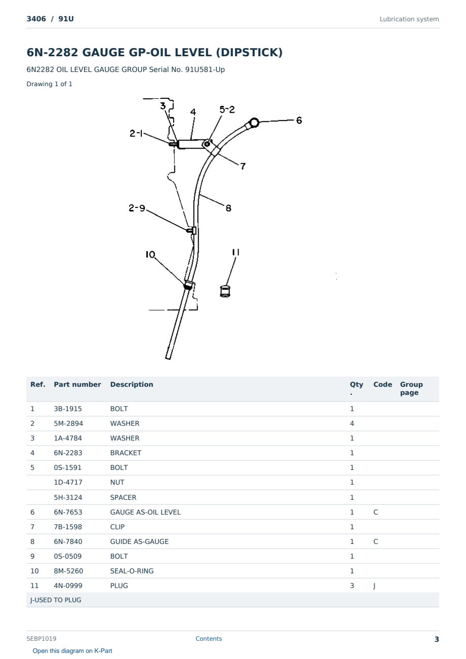 Caterpillar 3406 S/N 91U Partsbook SEBP1019 (English) - sample page 3 of 10 Caterpillar 3406 S/N 91U Partsbook SEBP1019 (English) - sample page 3 of 10