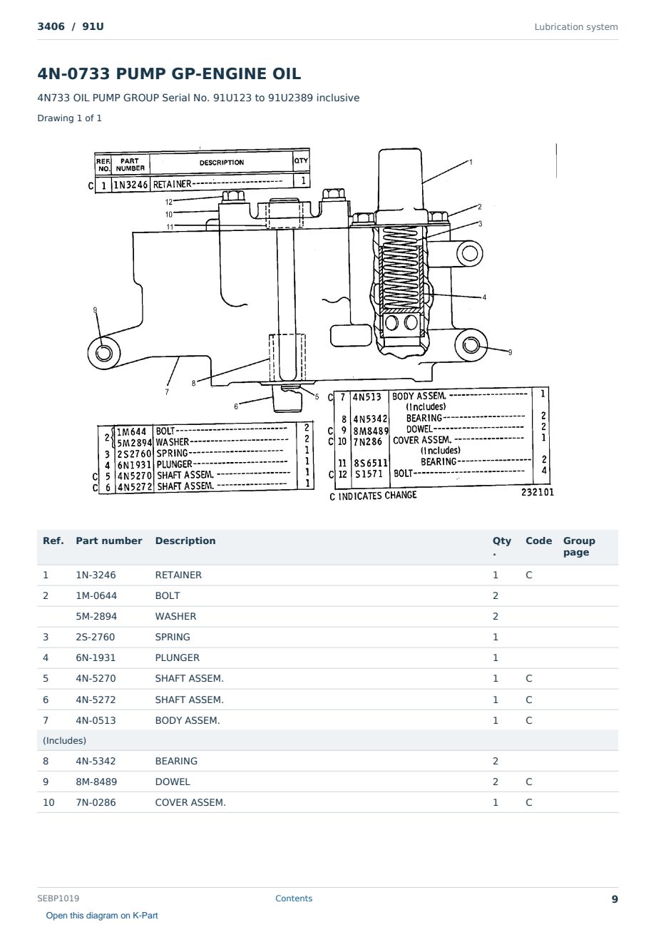 Caterpillar 3406 S/N 91U Partsbook SEBP1019 (English) - sample page 9 of 10 Caterpillar 3406 S/N 91U Partsbook SEBP1019 (English) - sample page 9 of 10