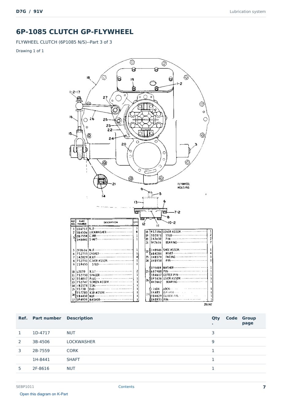 Caterpillar D7G S/N 91V Partsbook SEBP1011 (English) - sample page 7 of 10 Caterpillar D7G S/N 91V Partsbook SEBP1011 (English) - sample page 7 of 10
