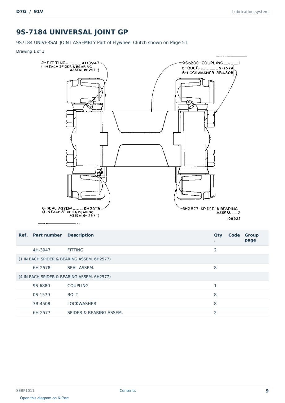 Caterpillar D7G S/N 91V Partsbook SEBP1011 (English) - sample page 9 of 10 Caterpillar D7G S/N 91V Partsbook SEBP1011 (English) - sample page 9 of 10