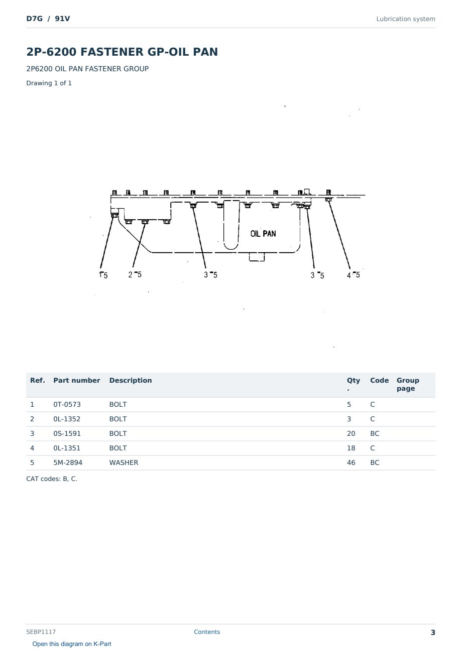Caterpillar D7G S/N 91V Partsbook SEBP1117 (English) - sample page 3 of 10 Caterpillar D7G S/N 91V Partsbook SEBP1117 (English) - sample page 3 of 10