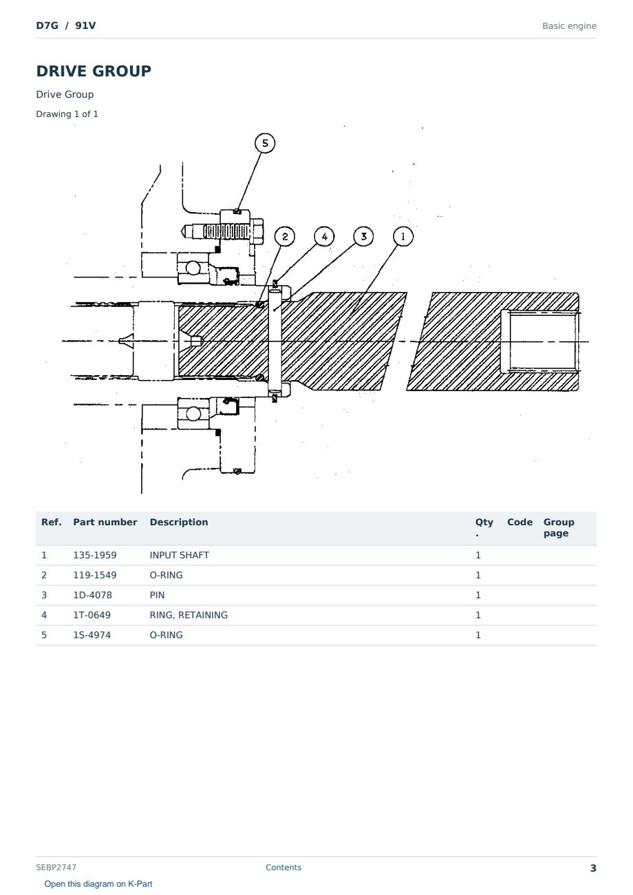 Caterpillar D7G S/N 91V Partsbook SEBP2747 (English) - sample page 3 of 10 Caterpillar D7G S/N 91V Partsbook SEBP2747 (English) - sample page 3 of 10