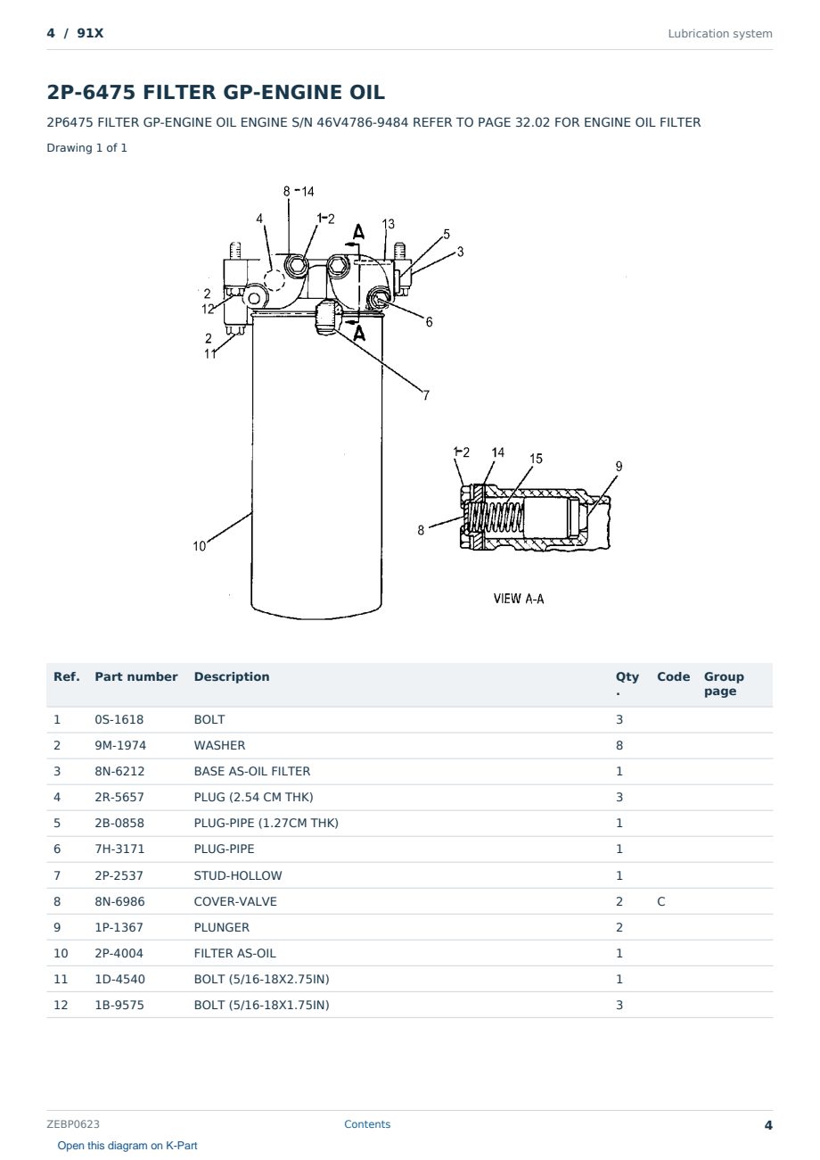 Caterpillar 4 S/N 91X Partsbook ZEBP0623 (English) - sample page 4 of 10 Caterpillar 4 S/N 91X Partsbook ZEBP0623 (English) - sample page 4 of 10
