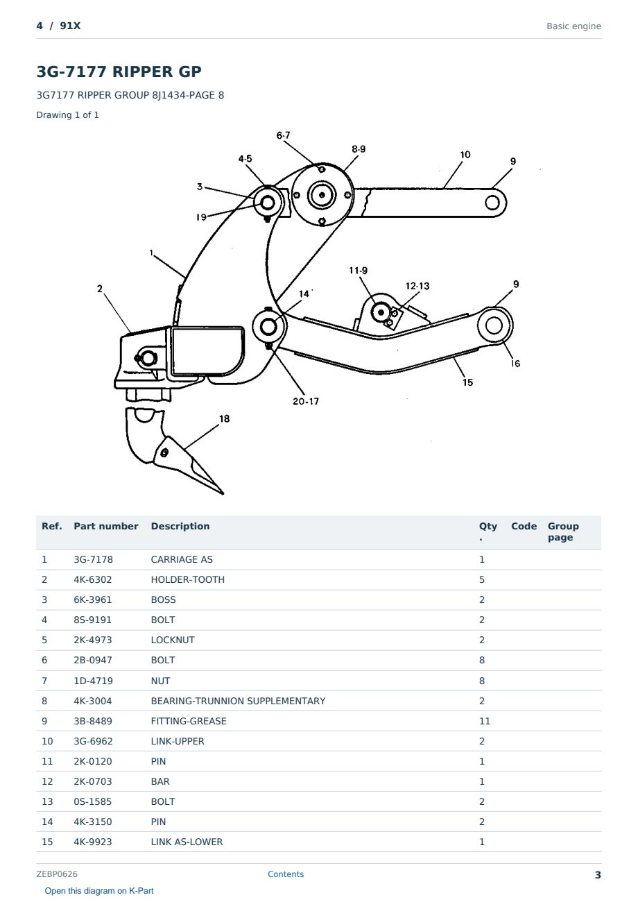 Caterpillar 4 S/N 91X Partsbook ZEBP0626 (English) - sample page 3 of 10 Caterpillar 4 S/N 91X Partsbook ZEBP0626 (English) - sample page 3 of 10