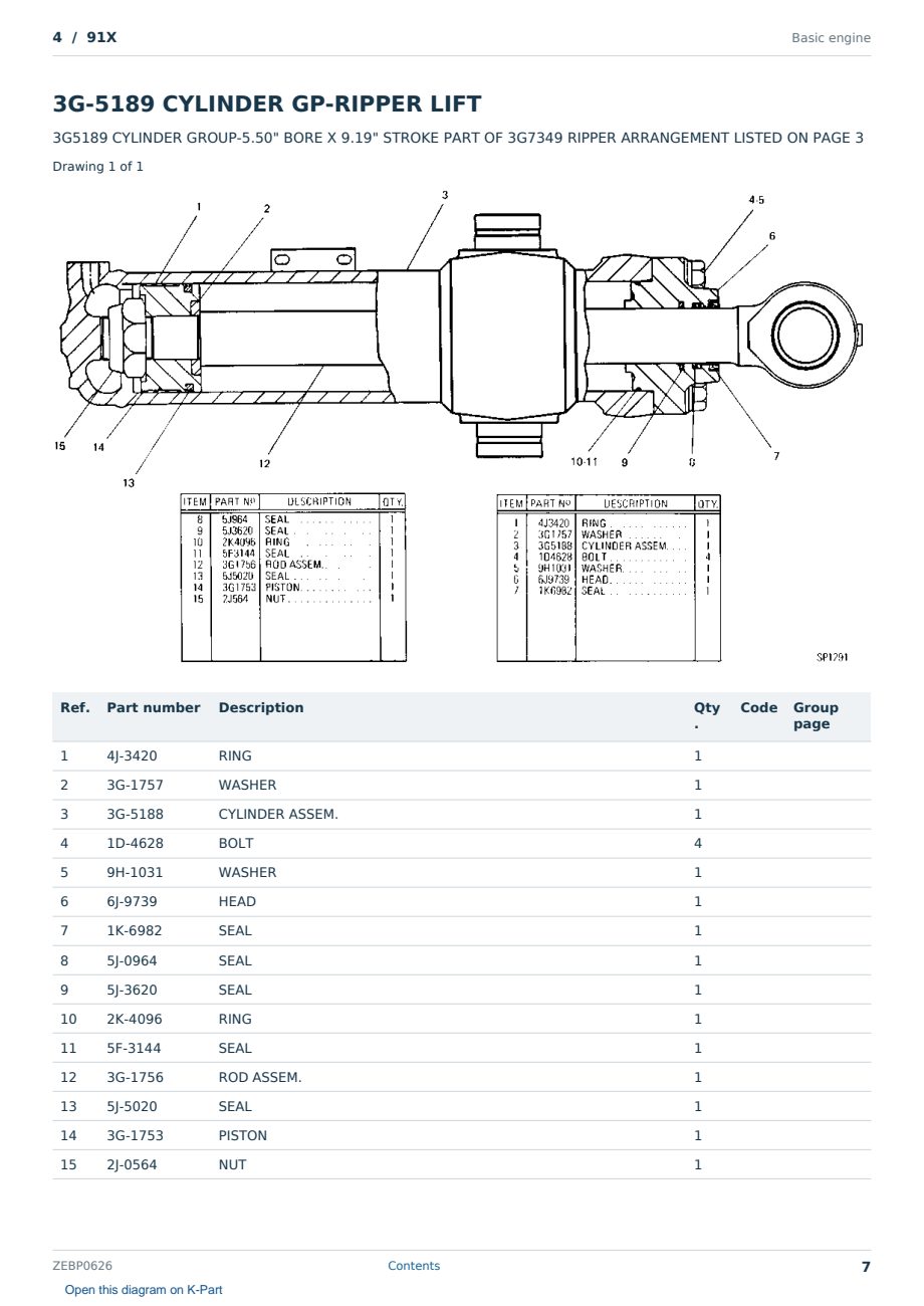 Caterpillar 4 S/N 91X Partsbook ZEBP0626 (English) - sample page 7 of 10 Caterpillar 4 S/N 91X Partsbook ZEBP0626 (English) - sample page 7 of 10