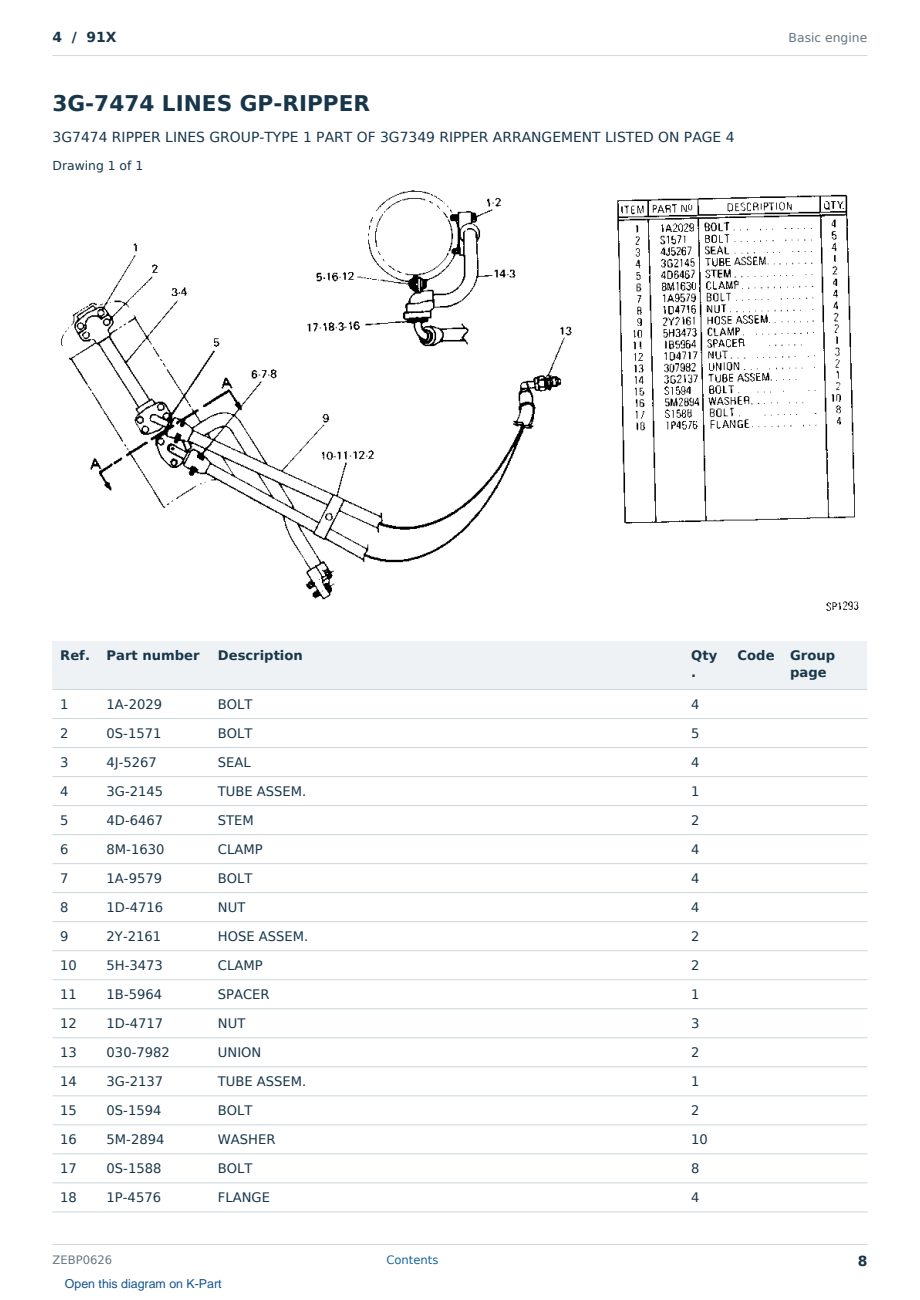 Caterpillar 4 S/N 91X Partsbook ZEBP0626 (English) - sample page 8 of 10 Caterpillar 4 S/N 91X Partsbook ZEBP0626 (English) - sample page 8 of 10