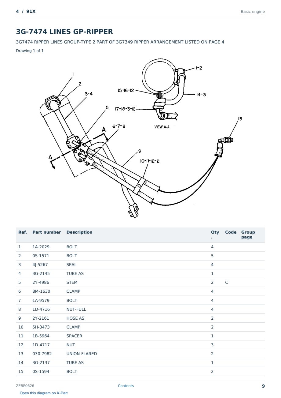 Caterpillar 4 S/N 91X Partsbook ZEBP0626 (English) - sample page 9 of 10 Caterpillar 4 S/N 91X Partsbook ZEBP0626 (English) - sample page 9 of 10