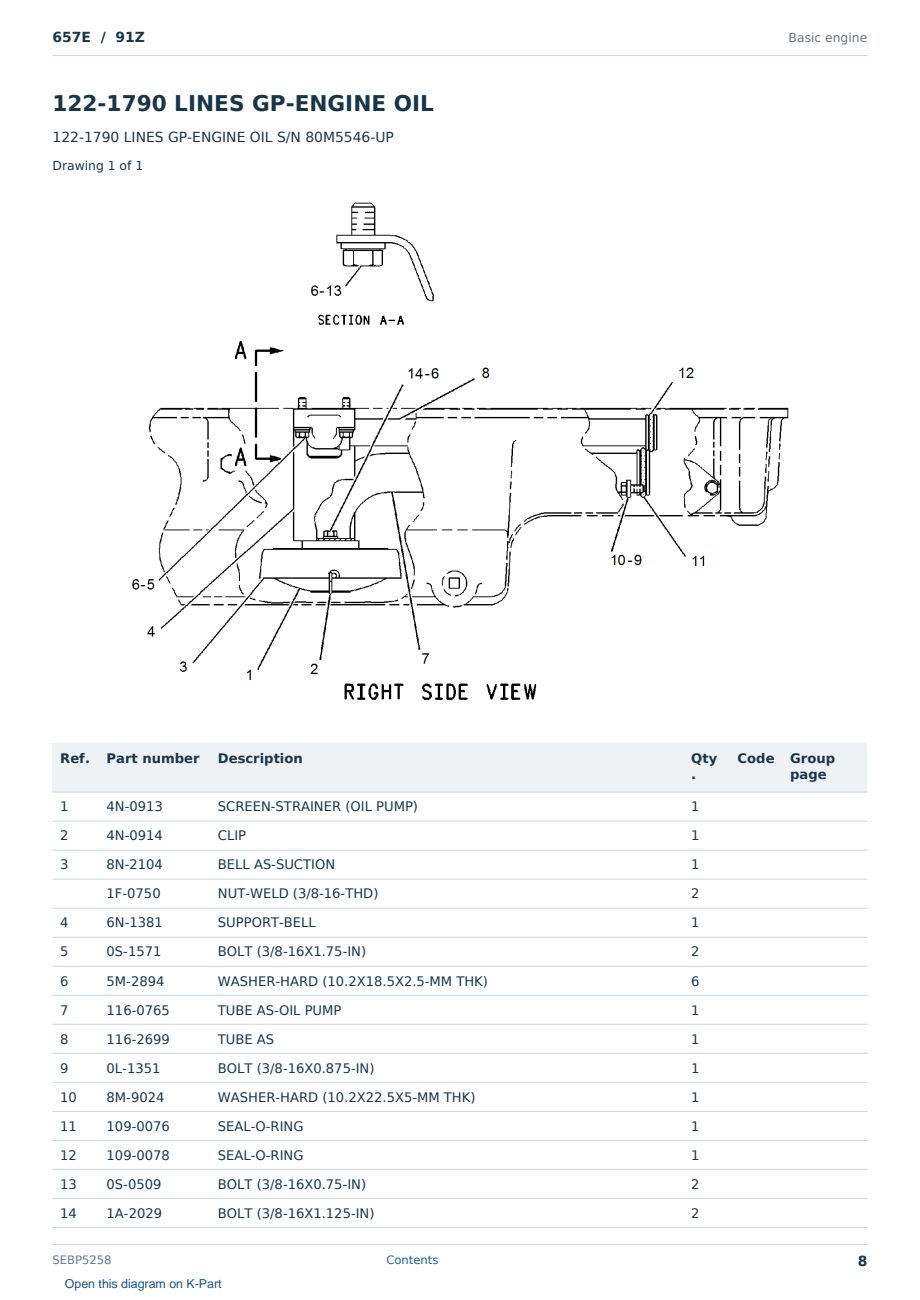 Caterpillar 657E S/N 91Z Partsbook SEBP5258 (English) - sample page 8 of 10 Caterpillar 657E S/N 91Z Partsbook SEBP5258 (English) - sample page 8 of 10