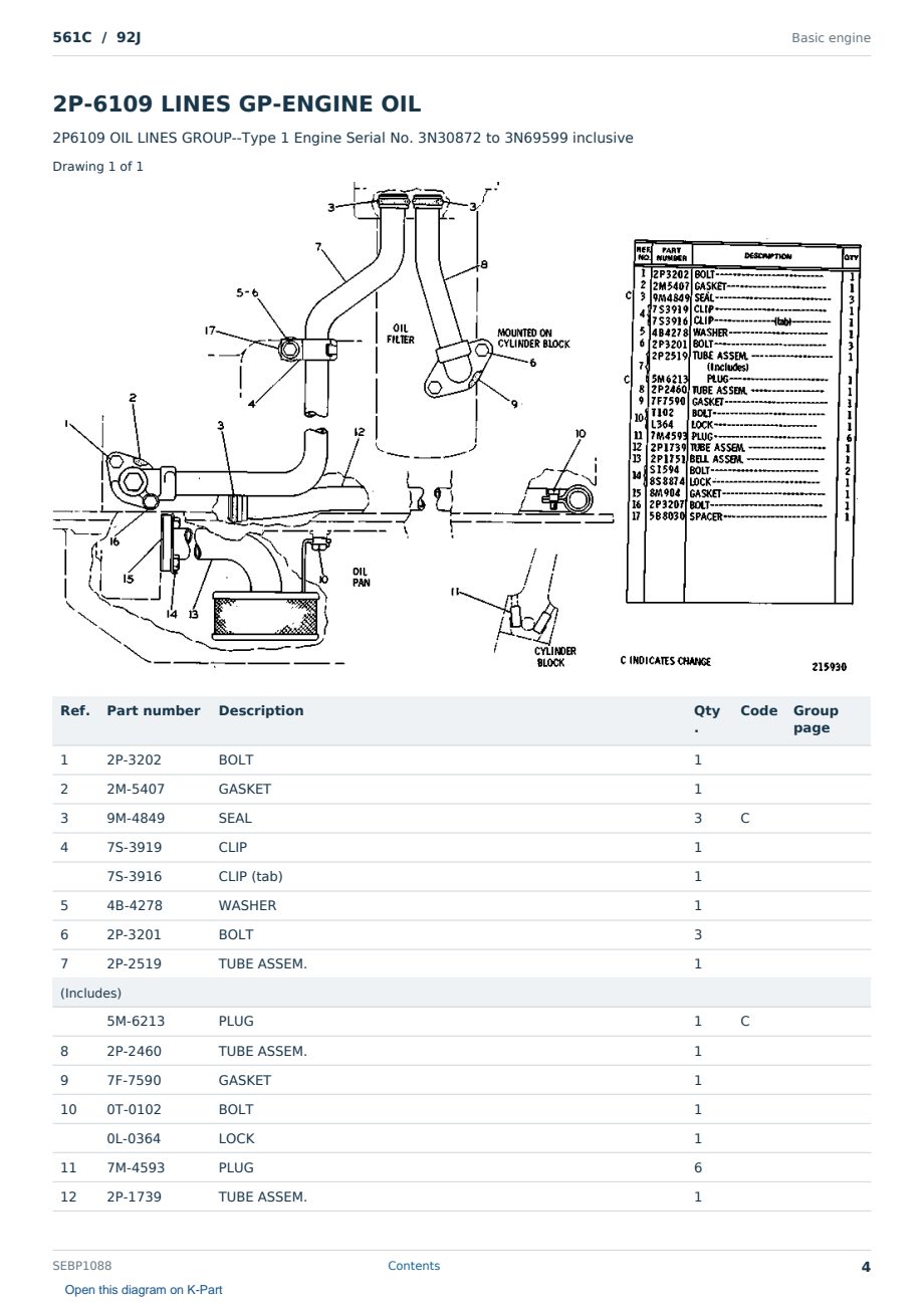Caterpillar 561C S/N 92J Partsbook SEBP1088 (English) - sample page 4 of 10 Caterpillar 561C S/N 92J Partsbook SEBP1088 (English) - sample page 4 of 10
