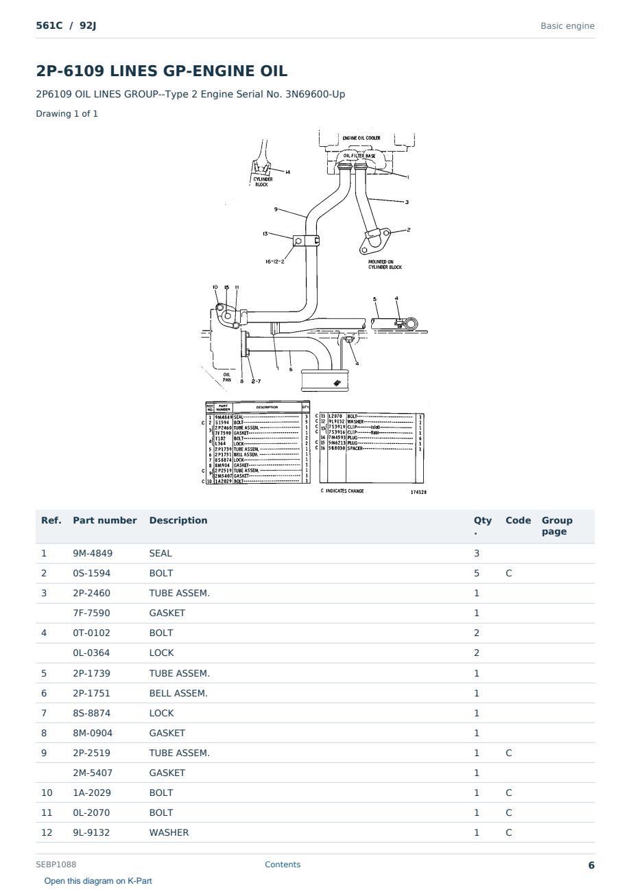 Caterpillar 561C S/N 92J Partsbook SEBP1088 (English) - sample page 6 of 10 Caterpillar 561C S/N 92J Partsbook SEBP1088 (English) - sample page 6 of 10