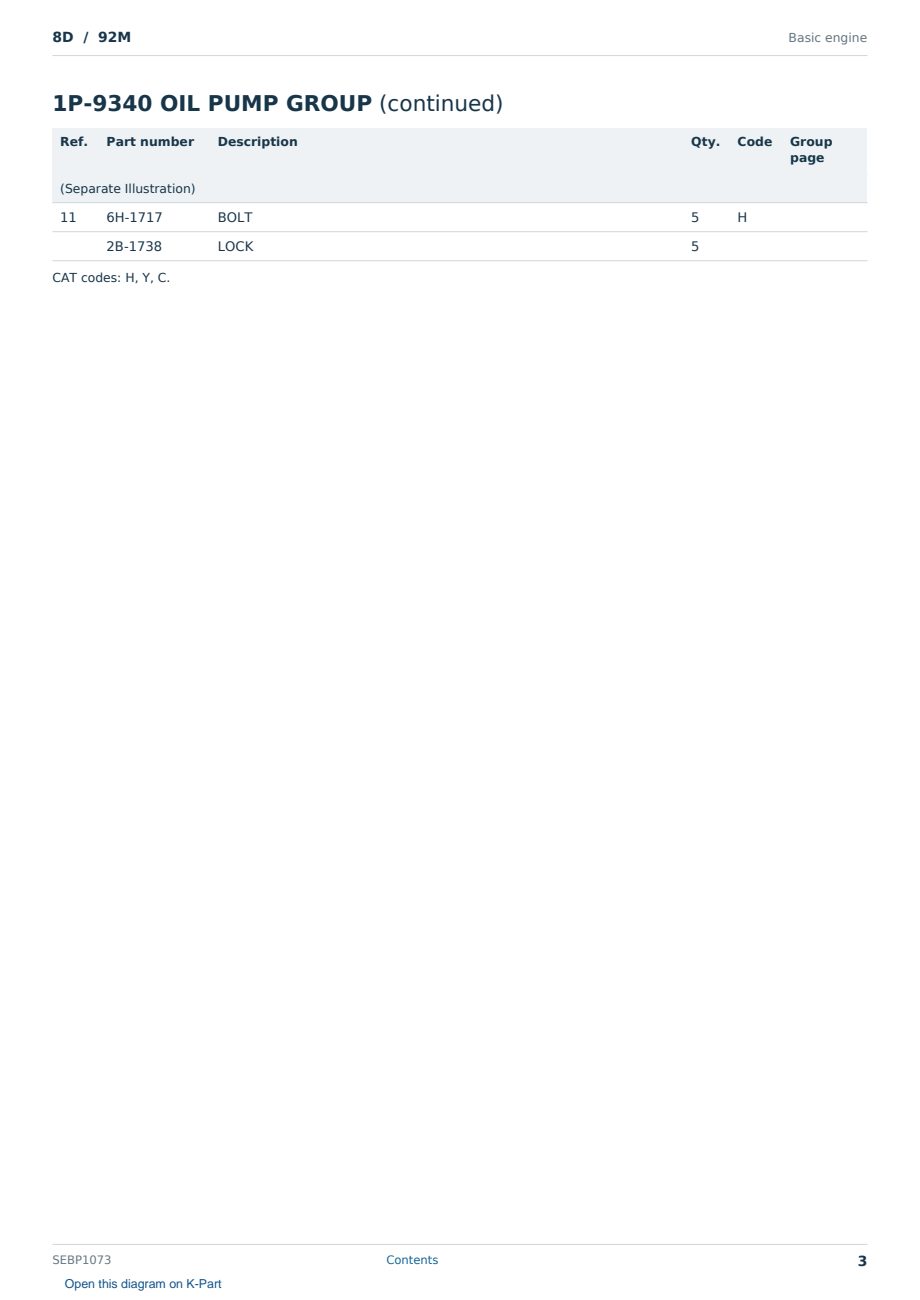 Caterpillar 8D S/N 92M Partsbook SEBP1073 (English) - sample page 3 of 10 Caterpillar 8D S/N 92M Partsbook SEBP1073 (English) - sample page 3 of 10