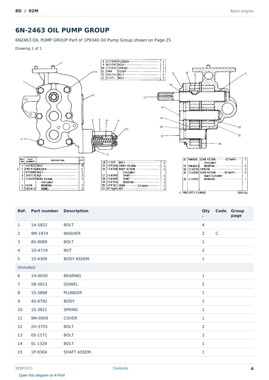 Caterpillar 8D S/N 92M Partsbook SEBP1073 (English) - sample page 4 of 10 Caterpillar 8D S/N 92M Partsbook SEBP1073 (English) - sample page 4 of 10