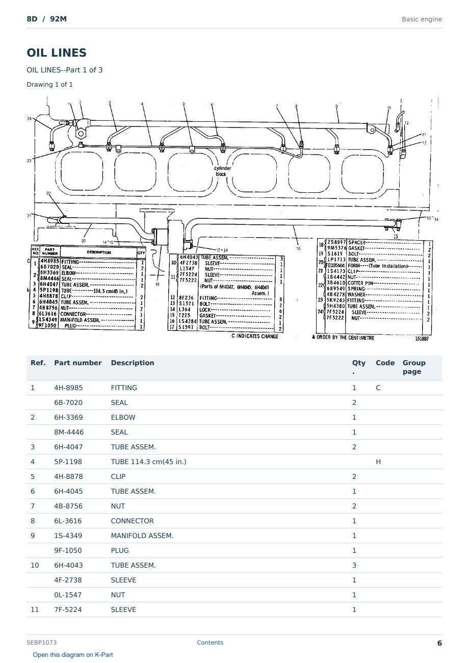Caterpillar 8D S/N 92M Partsbook SEBP1073 (English) - sample page 6 of 10 Caterpillar 8D S/N 92M Partsbook SEBP1073 (English) - sample page 6 of 10