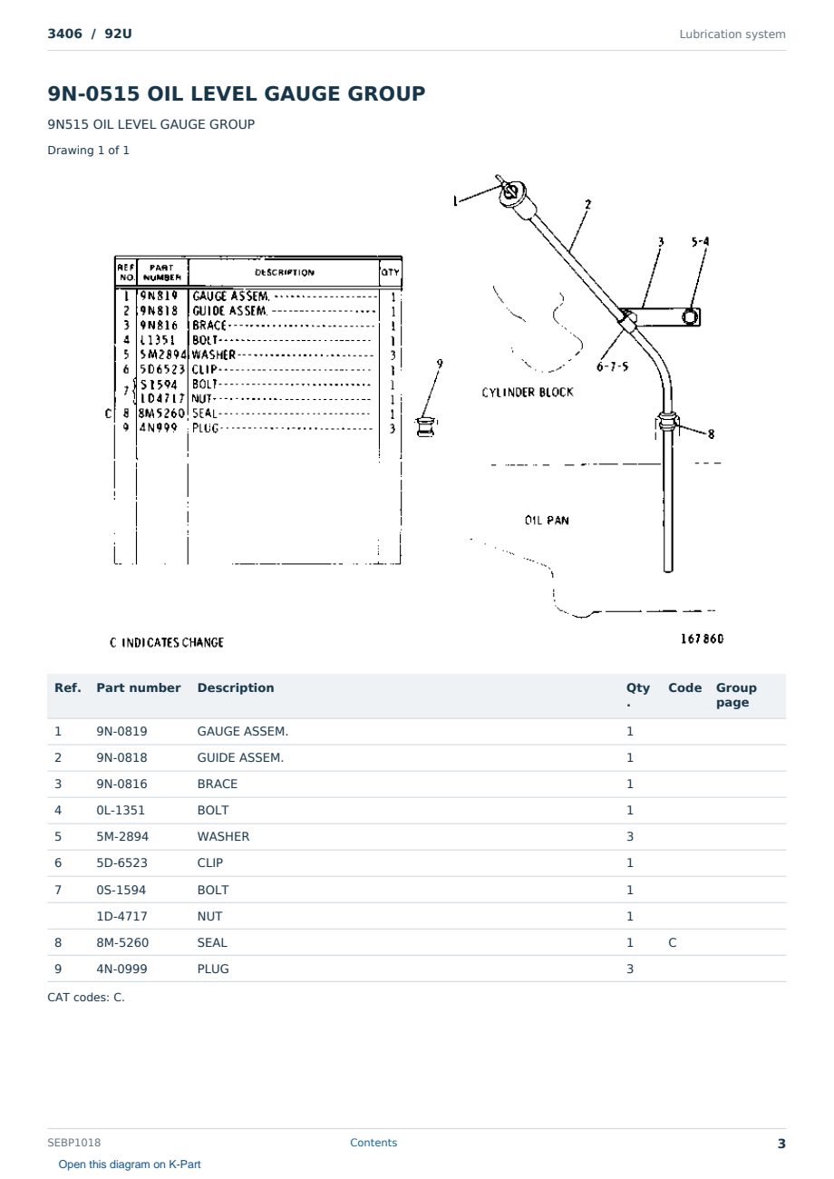 Caterpillar 3406 S/N 92U Partsbook SEBP1018 (English) - sample page 3 of 10 Caterpillar 3406 S/N 92U Partsbook SEBP1018 (English) - sample page 3 of 10
