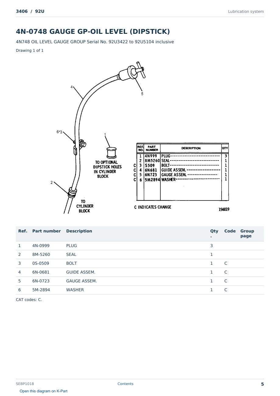 Caterpillar 3406 S/N 92U Partsbook SEBP1018 (English) - sample page 5 of 10 Caterpillar 3406 S/N 92U Partsbook SEBP1018 (English) - sample page 5 of 10