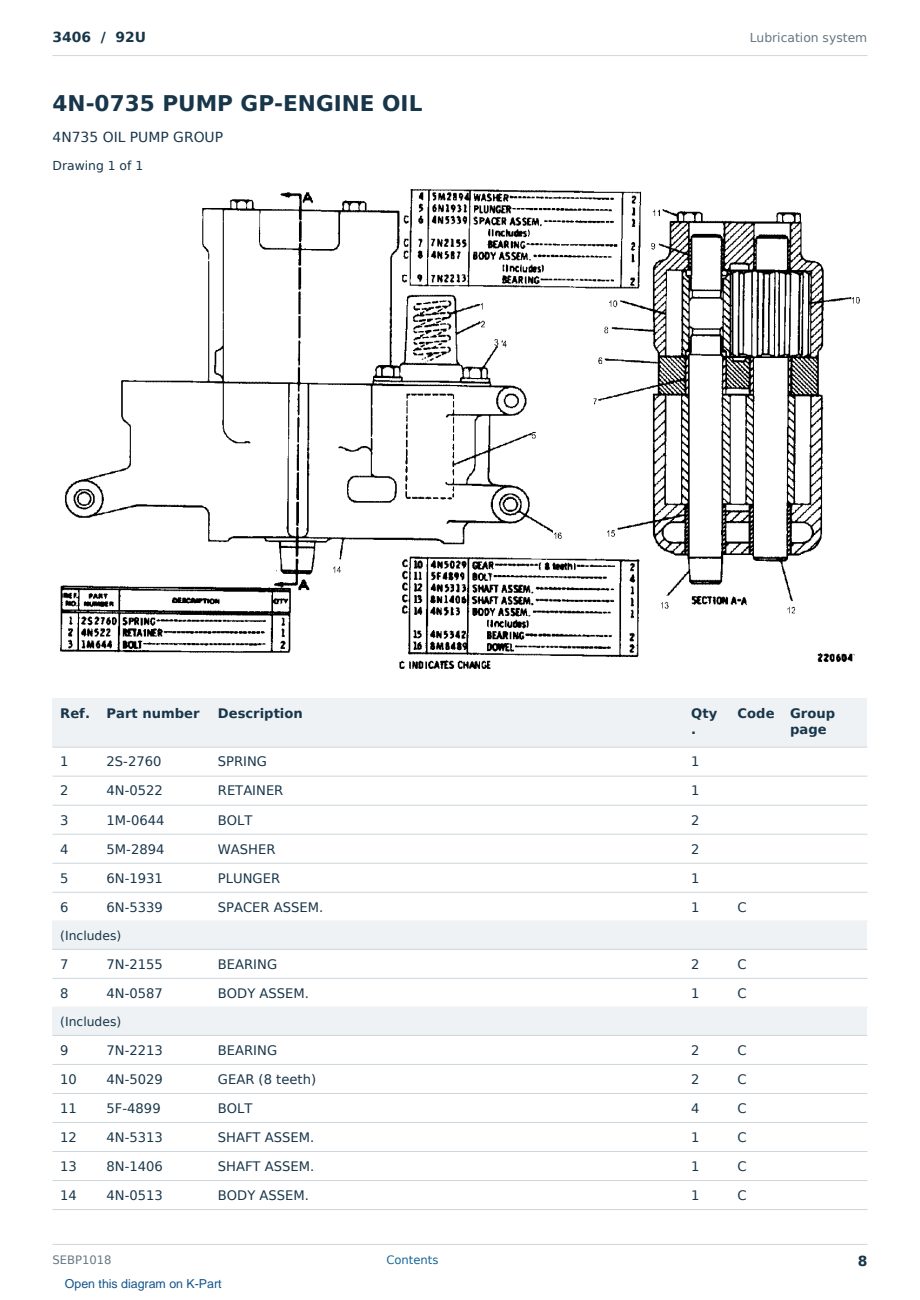 Caterpillar 3406 S/N 92U Partsbook SEBP1018 (English) - sample page 8 of 10 Caterpillar 3406 S/N 92U Partsbook SEBP1018 (English) - sample page 8 of 10