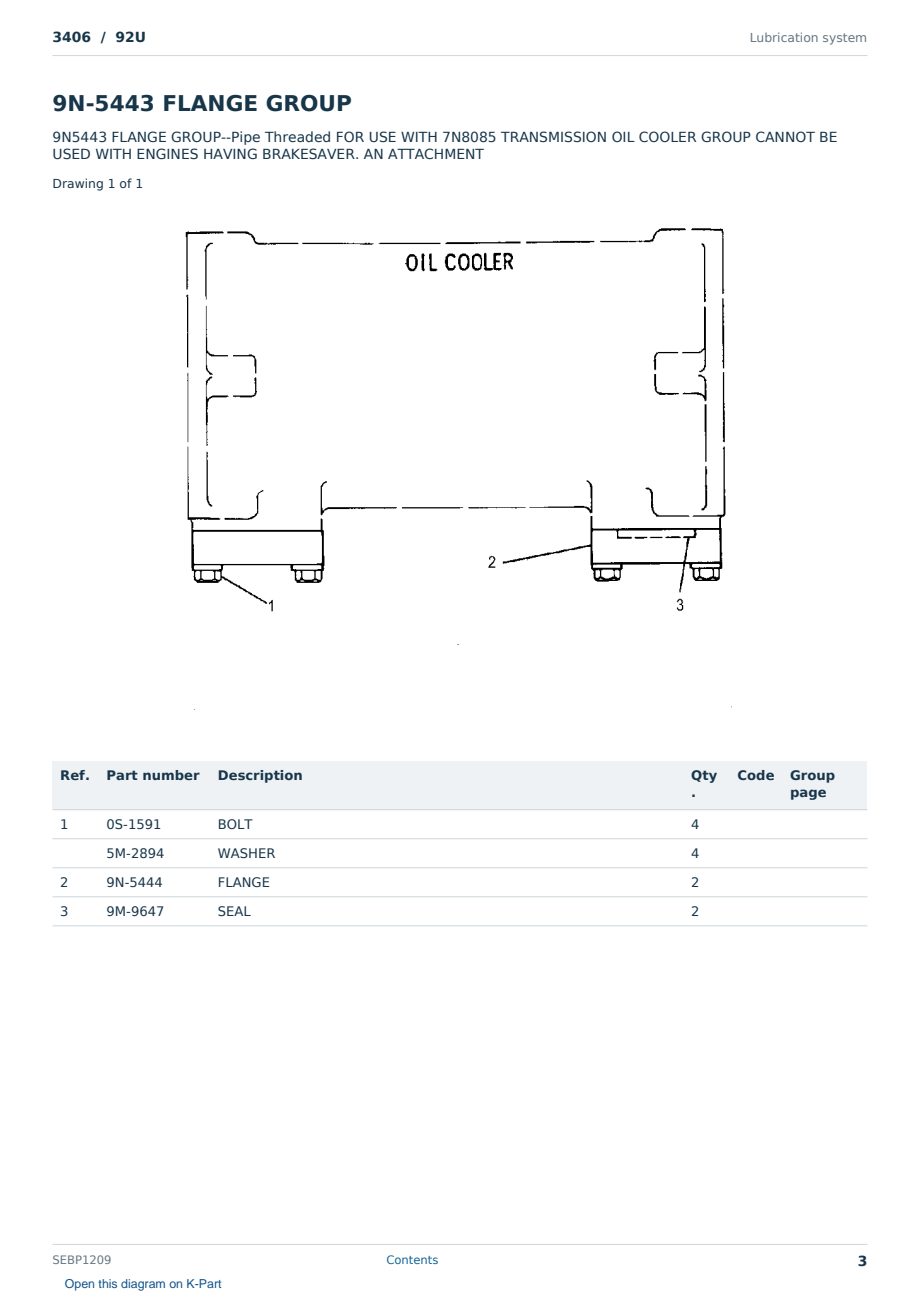 Caterpillar 3406 S/N 92U Partsbook SEBP1209 (English) - sample page 3 of 10 Caterpillar 3406 S/N 92U Partsbook SEBP1209 (English) - sample page 3 of 10