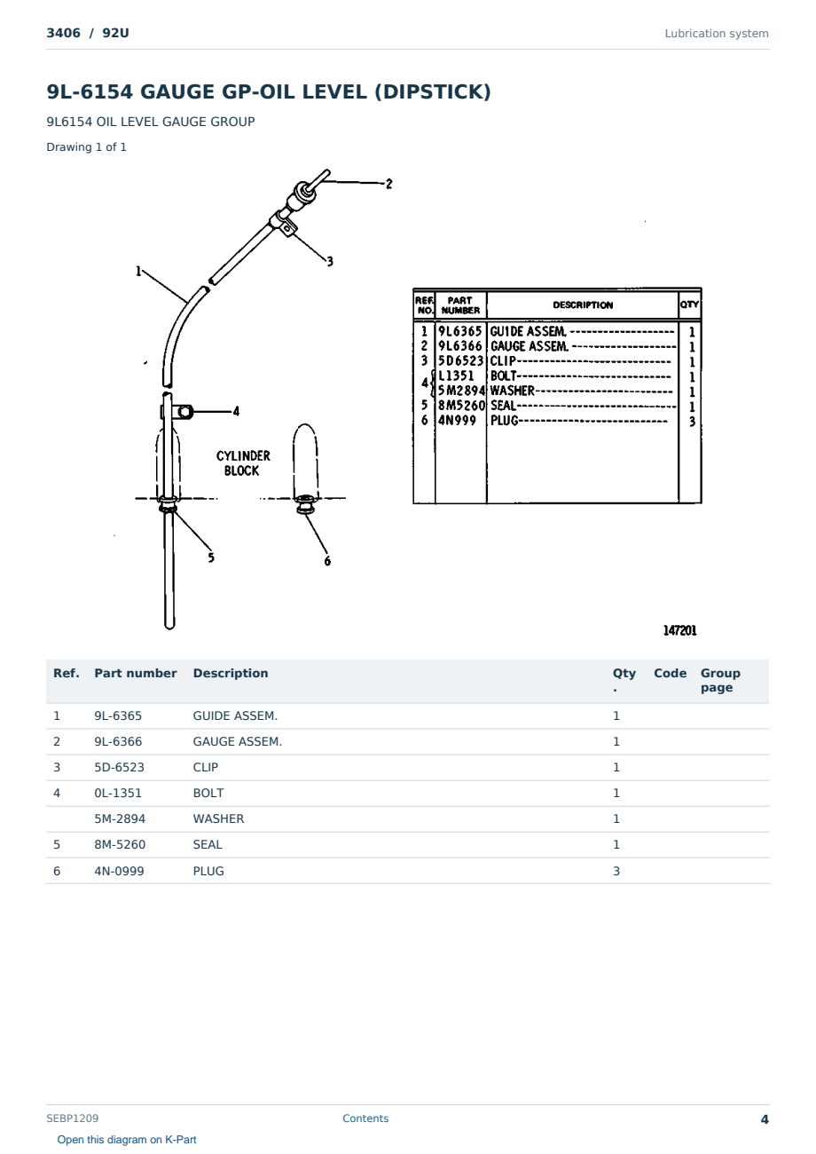 Caterpillar 3406 S/N 92U Partsbook SEBP1209 (English) - sample page 4 of 10 Caterpillar 3406 S/N 92U Partsbook SEBP1209 (English) - sample page 4 of 10