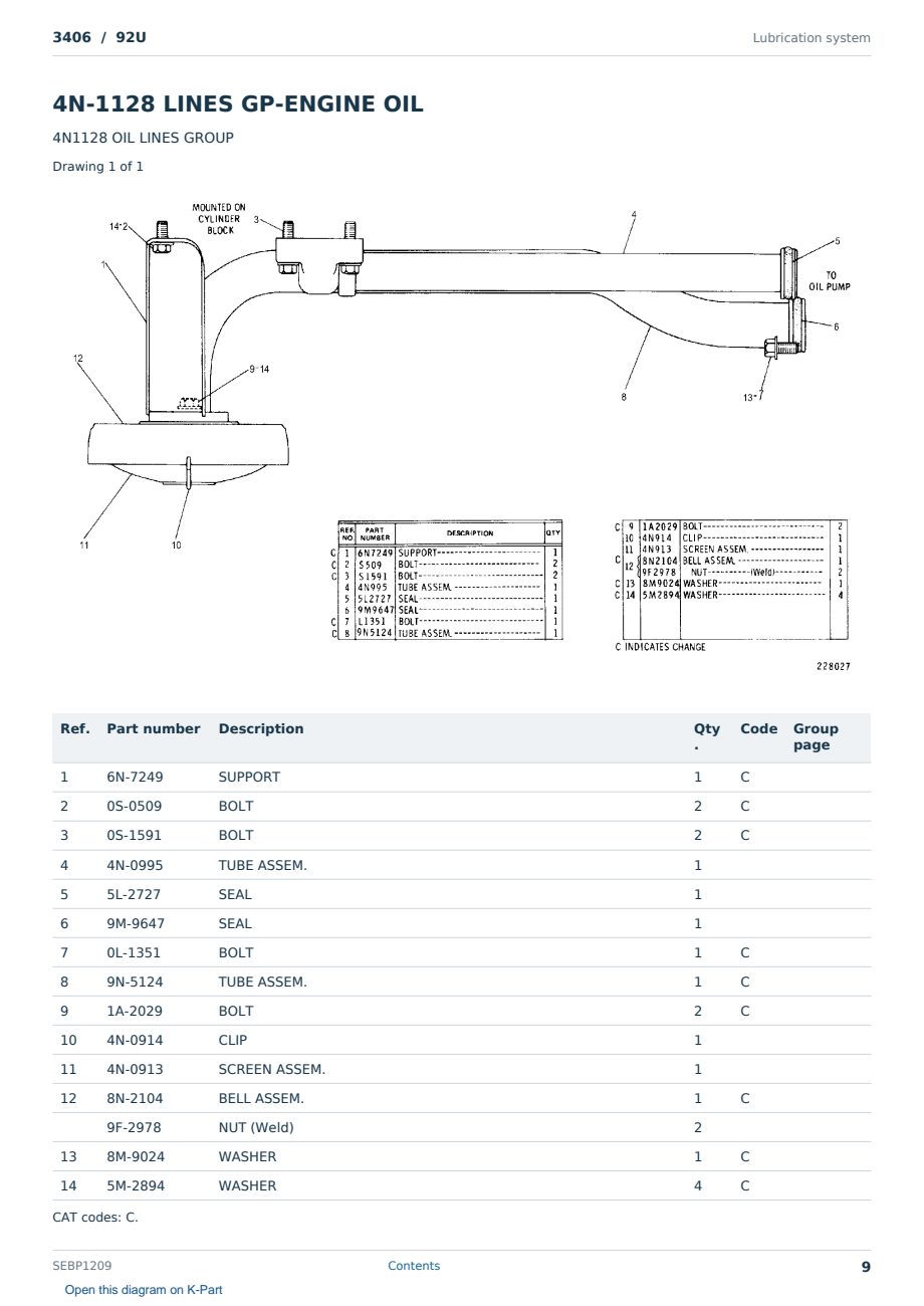 Caterpillar 3406 S/N 92U Partsbook SEBP1209 (English) - sample page 9 of 10 Caterpillar 3406 S/N 92U Partsbook SEBP1209 (English) - sample page 9 of 10