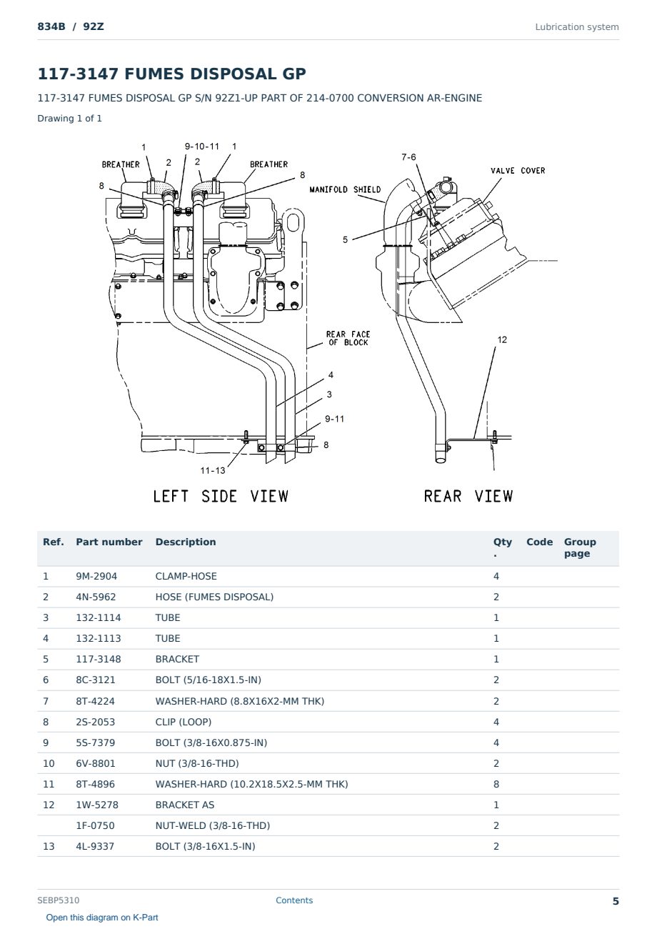 Caterpillar 834B S/N 92Z Partsbook SEBP5310 (English) - sample page 5 of 10 Caterpillar 834B S/N 92Z Partsbook SEBP5310 (English) - sample page 5 of 10
