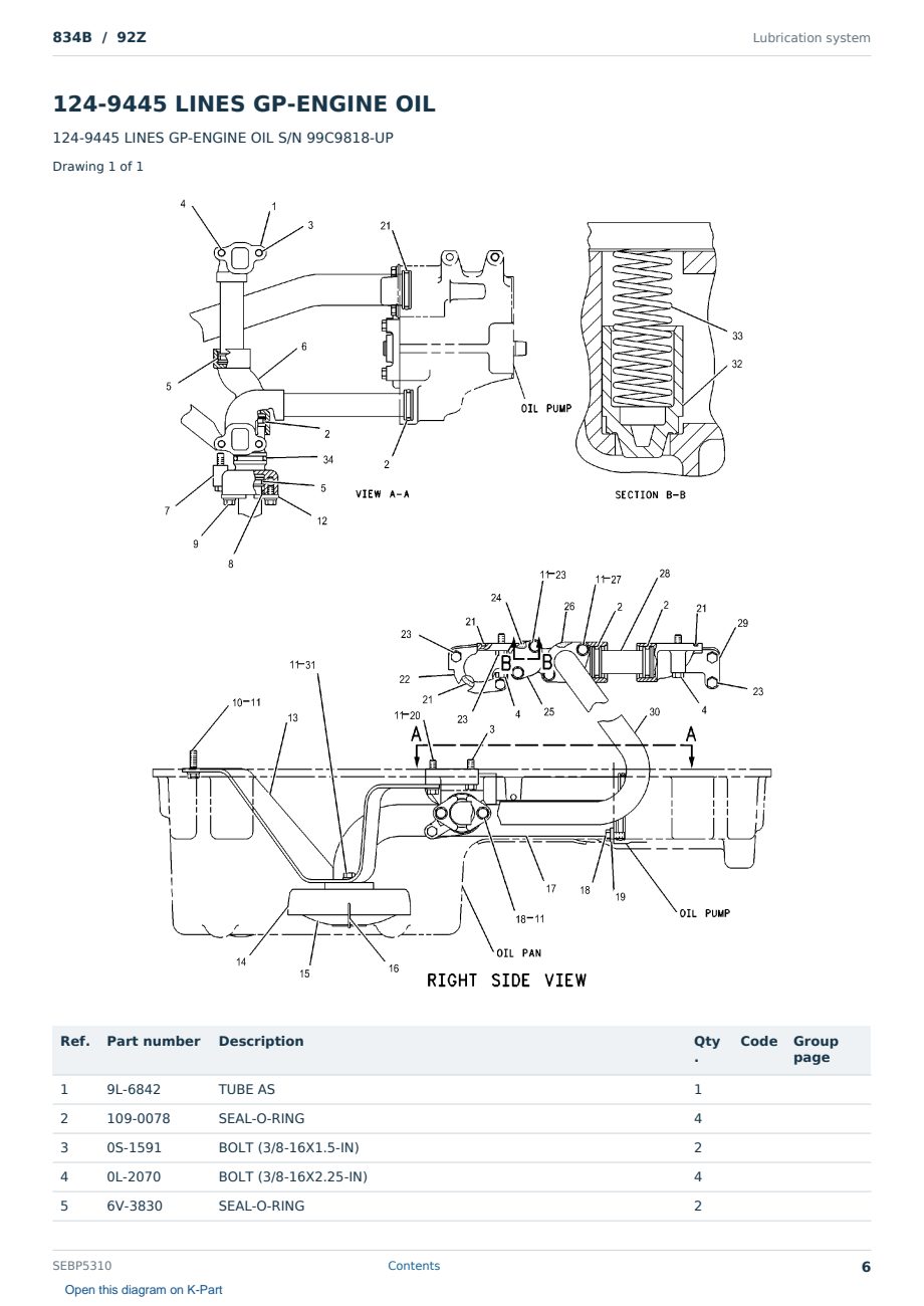 Caterpillar 834B S/N 92Z Partsbook SEBP5310 (English) - sample page 6 of 10 Caterpillar 834B S/N 92Z Partsbook SEBP5310 (English) - sample page 6 of 10