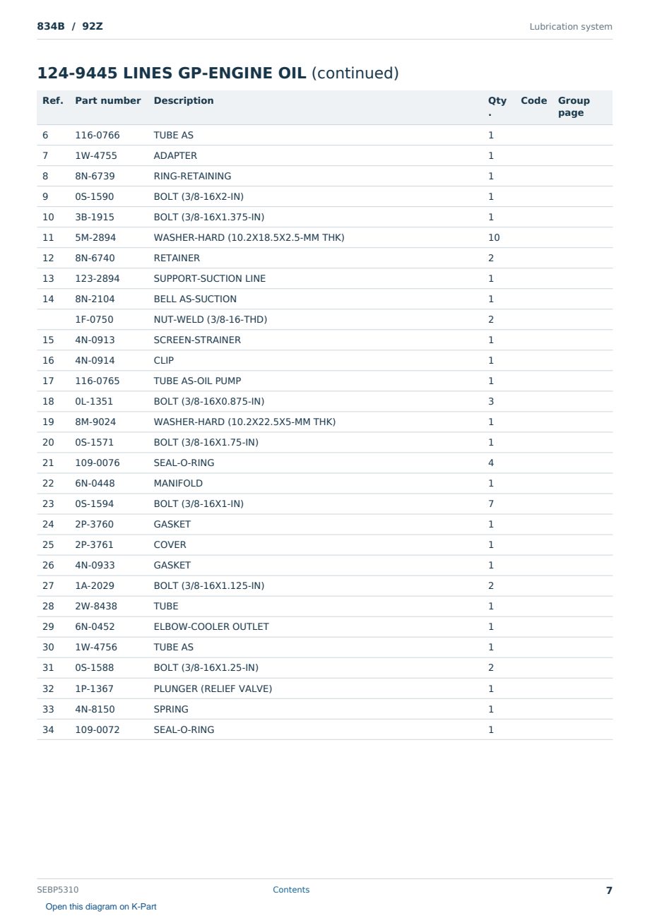 Caterpillar 834B S/N 92Z Partsbook SEBP5310 (English) - sample page 7 of 10 Caterpillar 834B S/N 92Z Partsbook SEBP5310 (English) - sample page 7 of 10