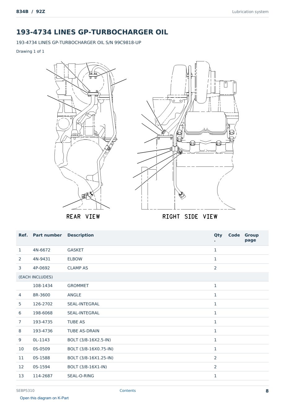Caterpillar 834B S/N 92Z Partsbook SEBP5310 (English) - sample page 8 of 10 Caterpillar 834B S/N 92Z Partsbook SEBP5310 (English) - sample page 8 of 10