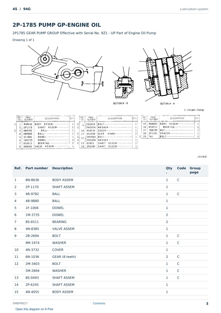 Caterpillar 4S S/N 94G Partsbook XMBP9627 (English) - sample page 3 of 10 Caterpillar 4S S/N 94G Partsbook XMBP9627 (English) - sample page 3 of 10