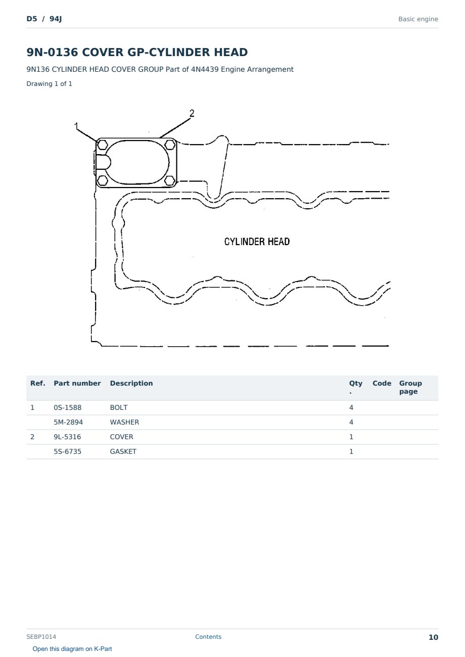 Caterpillar D5 S/N 94J Partsbook SEBP1014 (English) - sample page 10 of 10 Caterpillar D5 S/N 94J Partsbook SEBP1014 (English) - sample page 10 of 10
