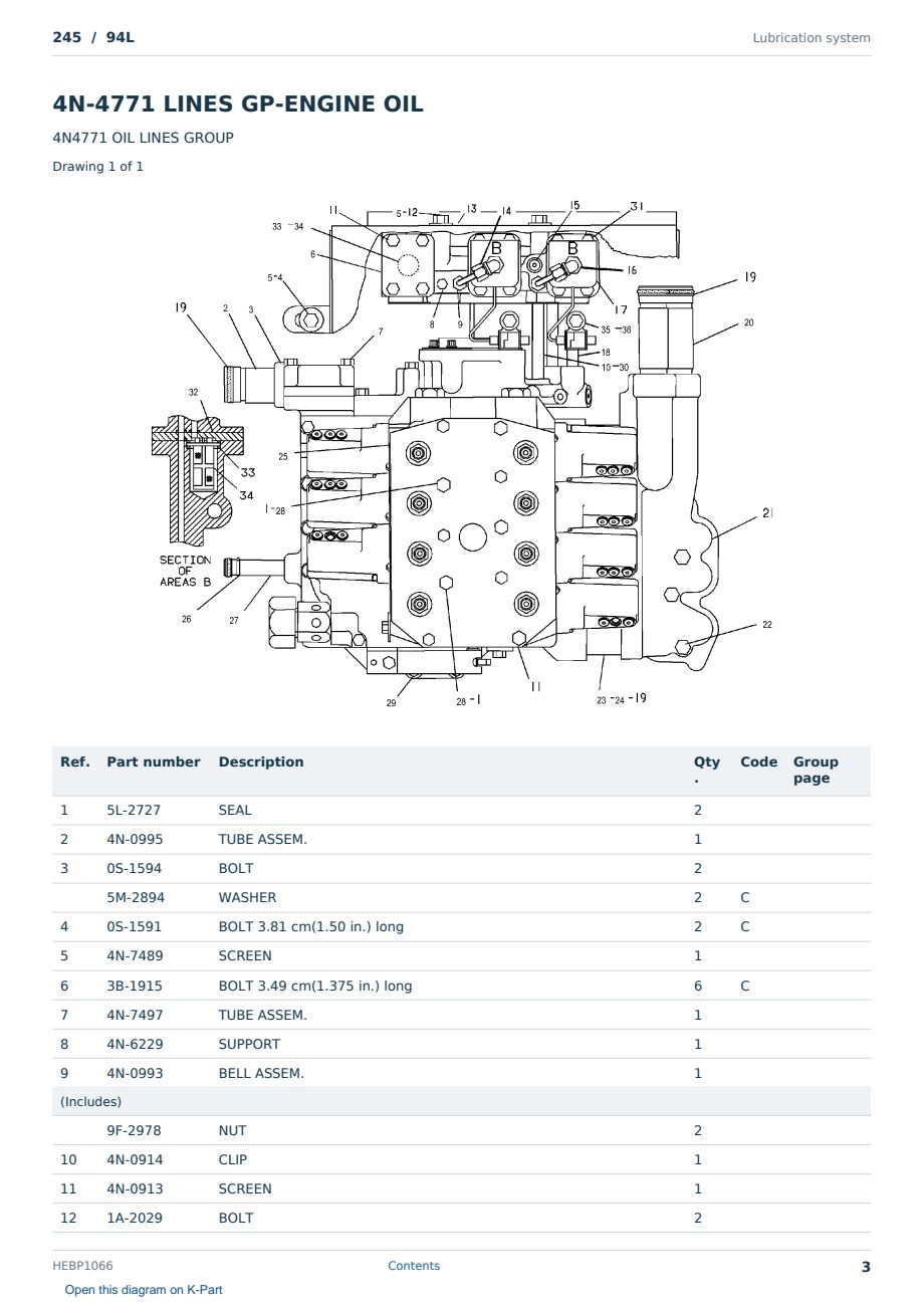 Caterpillar 245 S/N 94L Partsbook HEBP1066 (English) - sample page 3 of 10 Caterpillar 245 S/N 94L Partsbook HEBP1066 (English) - sample page 3 of 10
