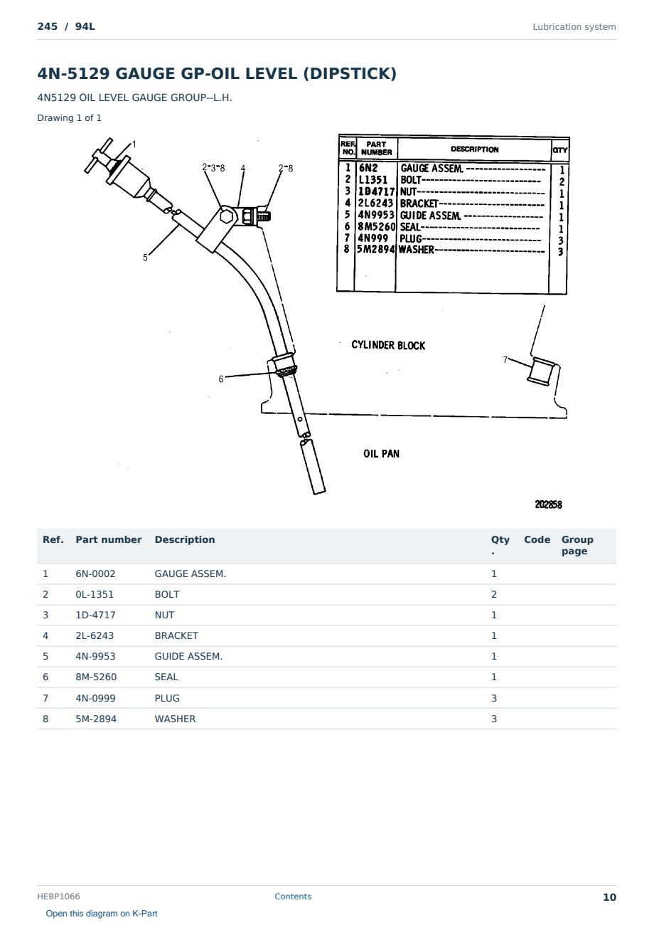 Caterpillar 245 S/N 94L Partsbook HEBP1066 (English) - sample page 10 of 10 Caterpillar 245 S/N 94L Partsbook HEBP1066 (English) - sample page 10 of 10
