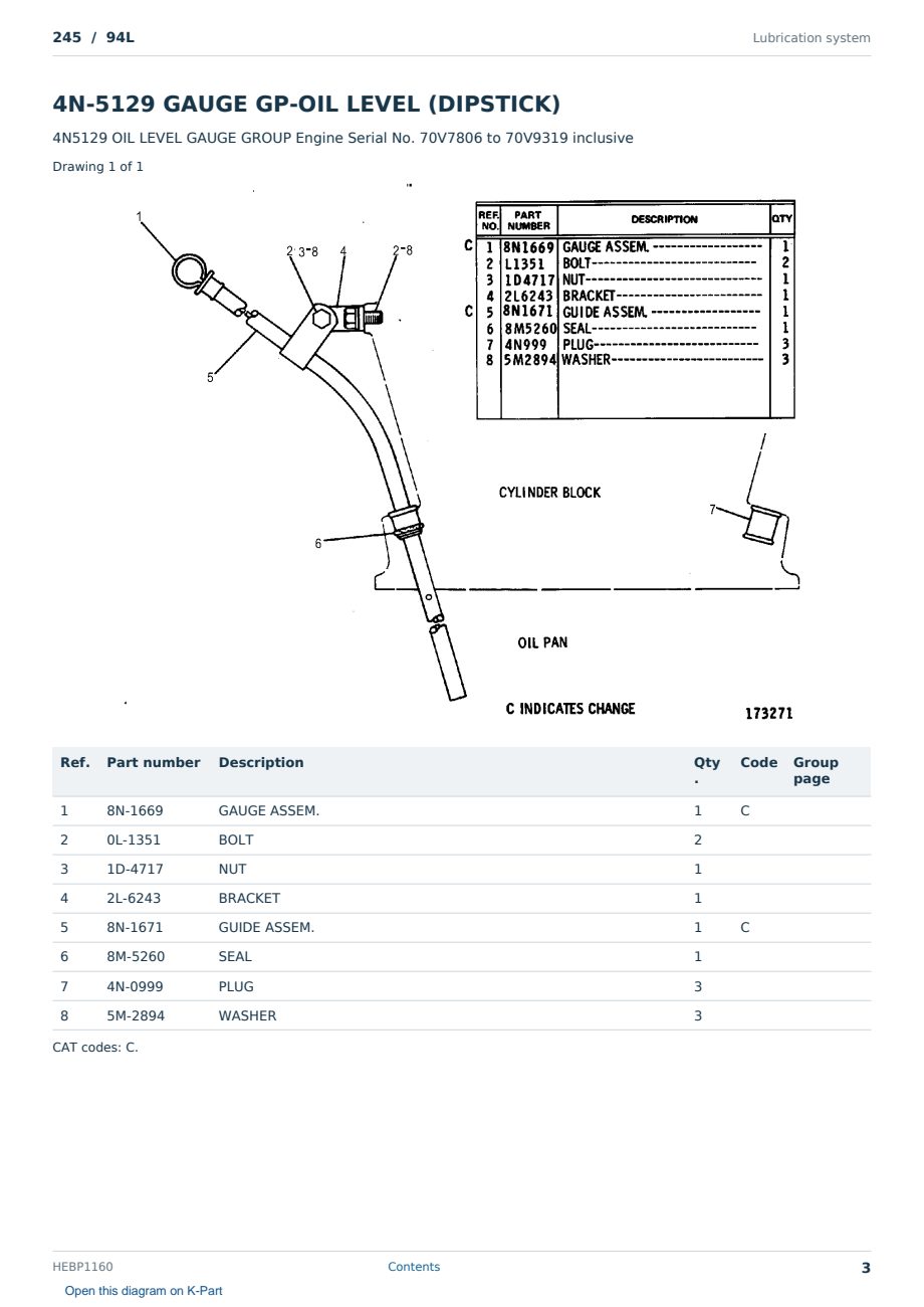 Caterpillar 245 S/N 94L Partsbook HEBP1160 (English) - sample page 3 of 10 Caterpillar 245 S/N 94L Partsbook HEBP1160 (English) - sample page 3 of 10