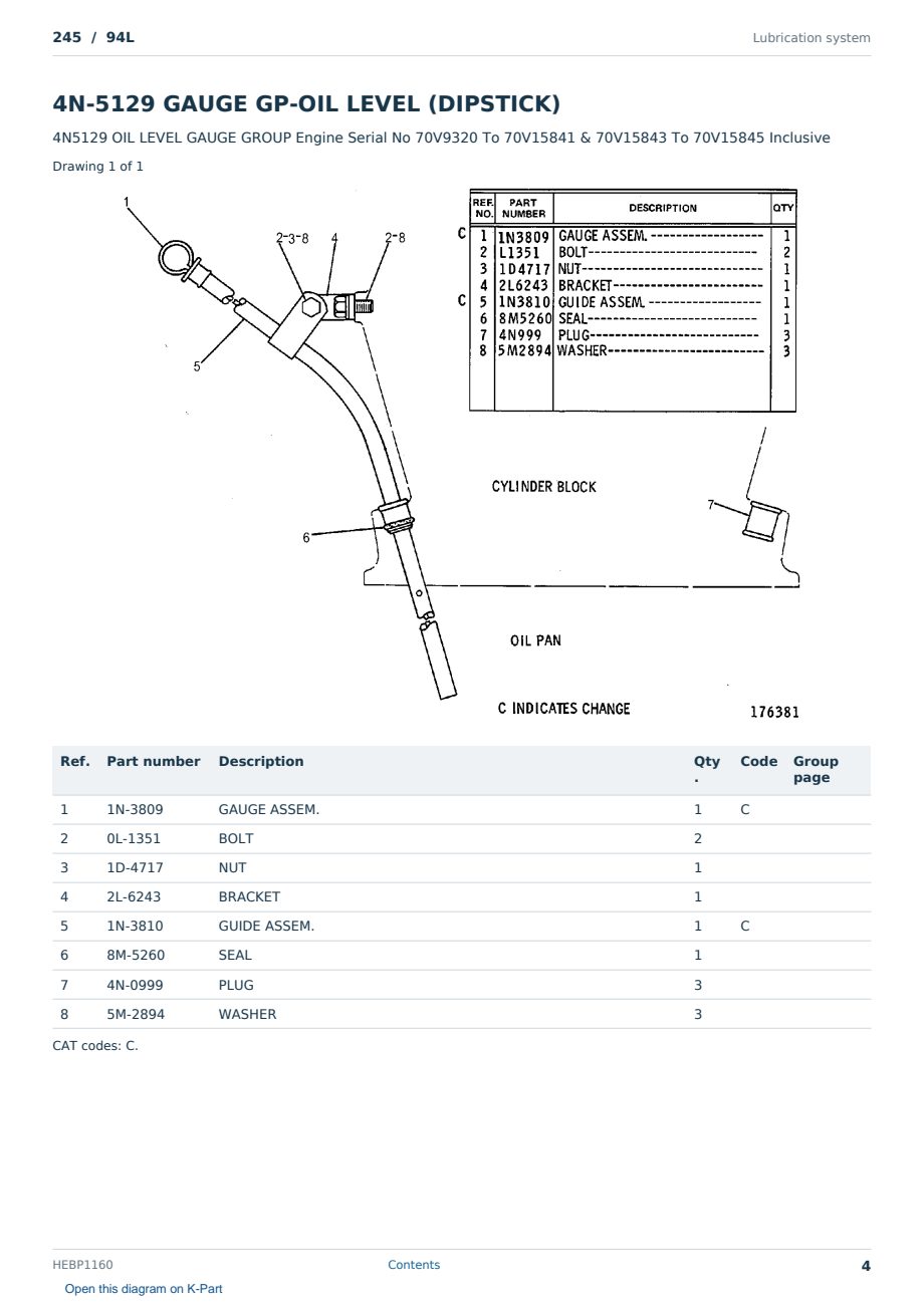 Caterpillar 245 S/N 94L Partsbook HEBP1160 (English) - sample page 4 of 10 Caterpillar 245 S/N 94L Partsbook HEBP1160 (English) - sample page 4 of 10