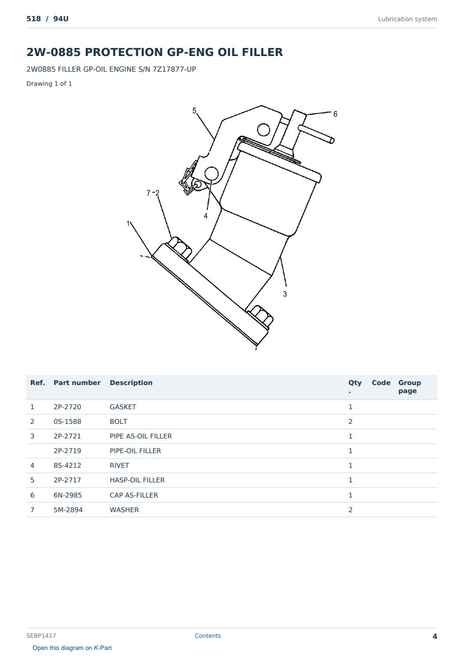 Caterpillar 518 S/N 94U Partsbook SEBP1417 (English) - sample page 4 of 10 Caterpillar 518 S/N 94U Partsbook SEBP1417 (English) - sample page 4 of 10