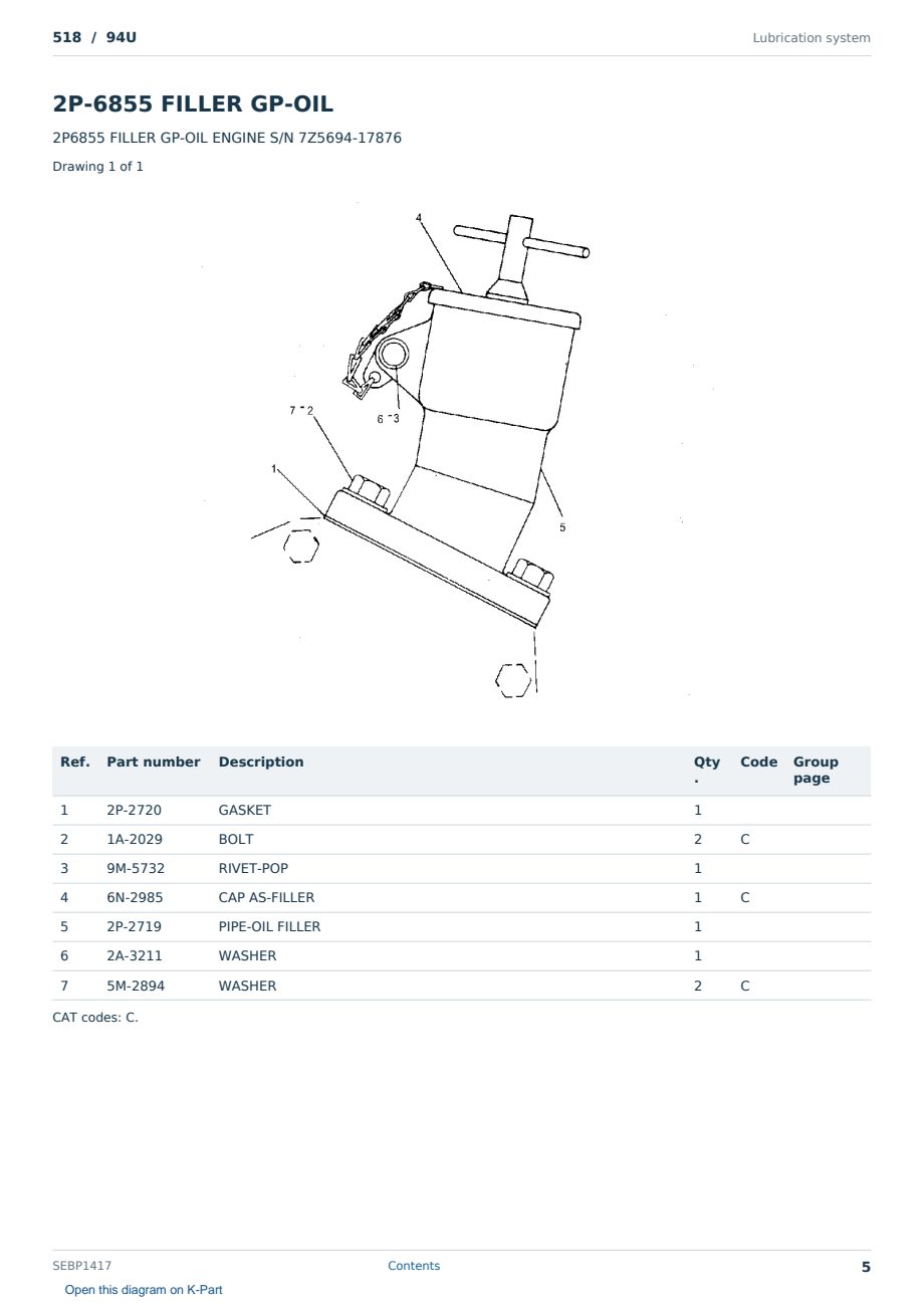 Caterpillar 518 S/N 94U Partsbook SEBP1417 (English) - sample page 5 of 10 Caterpillar 518 S/N 94U Partsbook SEBP1417 (English) - sample page 5 of 10