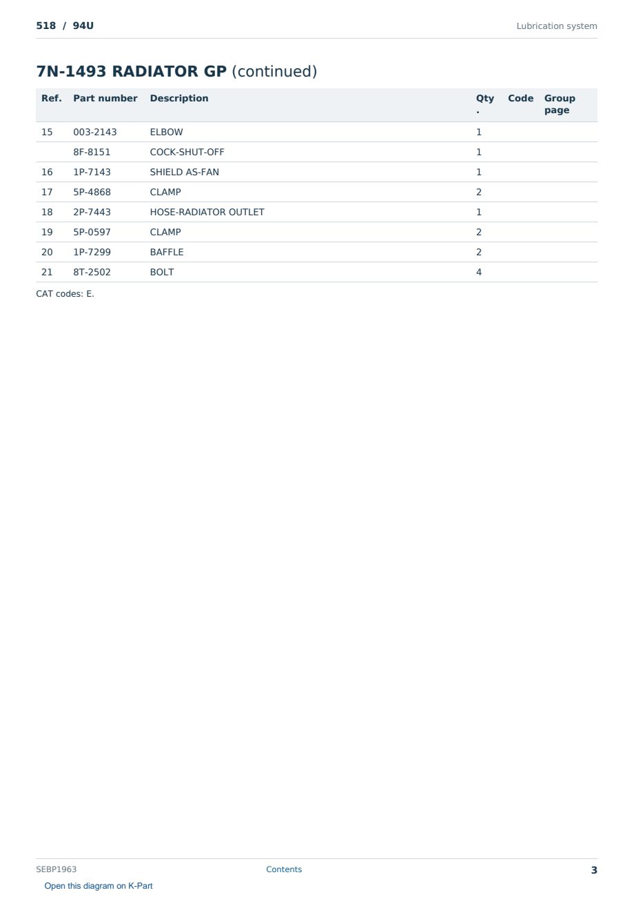 Caterpillar 518 S/N 94U Partsbook SEBP1963 (English) - sample page 3 of 10 Caterpillar 518 S/N 94U Partsbook SEBP1963 (English) - sample page 3 of 10