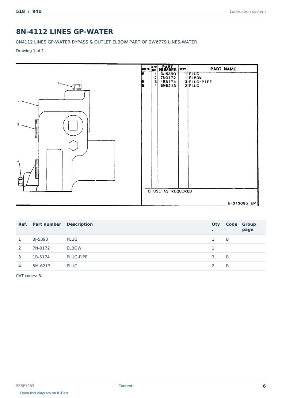 Caterpillar 518 S/N 94U Partsbook SEBP1963 (English) - sample page 6 of 10 Caterpillar 518 S/N 94U Partsbook SEBP1963 (English) - sample page 6 of 10
