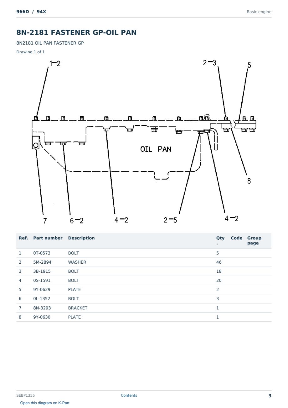 Caterpillar 966D S/N 94X Partsbook SEBP1355 (English) - sample page 3 of 10 Caterpillar 966D S/N 94X Partsbook SEBP1355 (English) - sample page 3 of 10