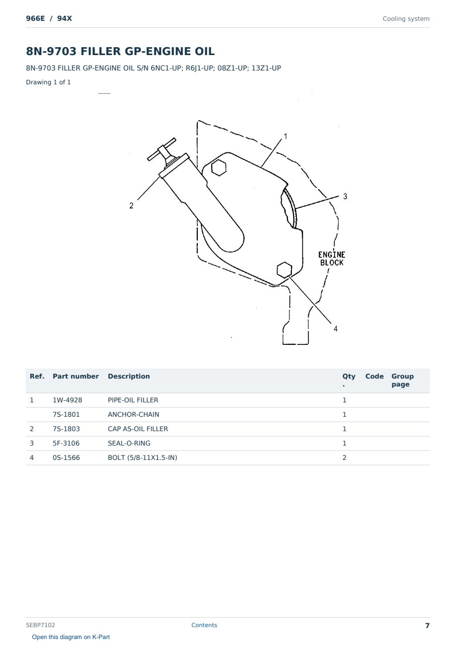 Caterpillar 966E S/N 94X Partsbook SEBP7102 (English) - sample page 7 of 10 Caterpillar 966E S/N 94X Partsbook SEBP7102 (English) - sample page 7 of 10