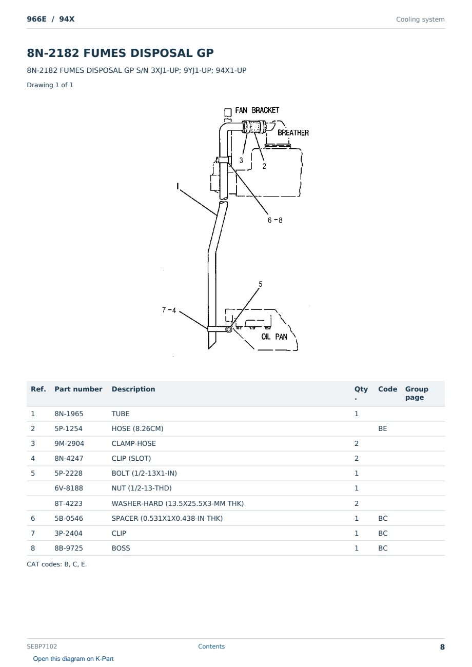 Caterpillar 966E S/N 94X Partsbook SEBP7102 (English) - sample page 8 of 10 Caterpillar 966E S/N 94X Partsbook SEBP7102 (English) - sample page 8 of 10