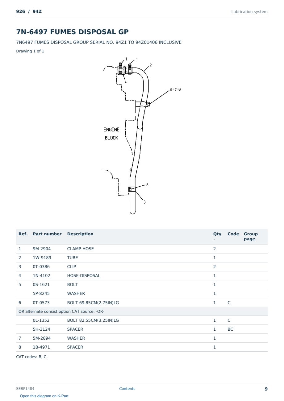 Caterpillar 926 S/N 94Z Partsbook SEBP1484 (English) - sample page 9 of 10 Caterpillar 926 S/N 94Z Partsbook SEBP1484 (English) - sample page 9 of 10