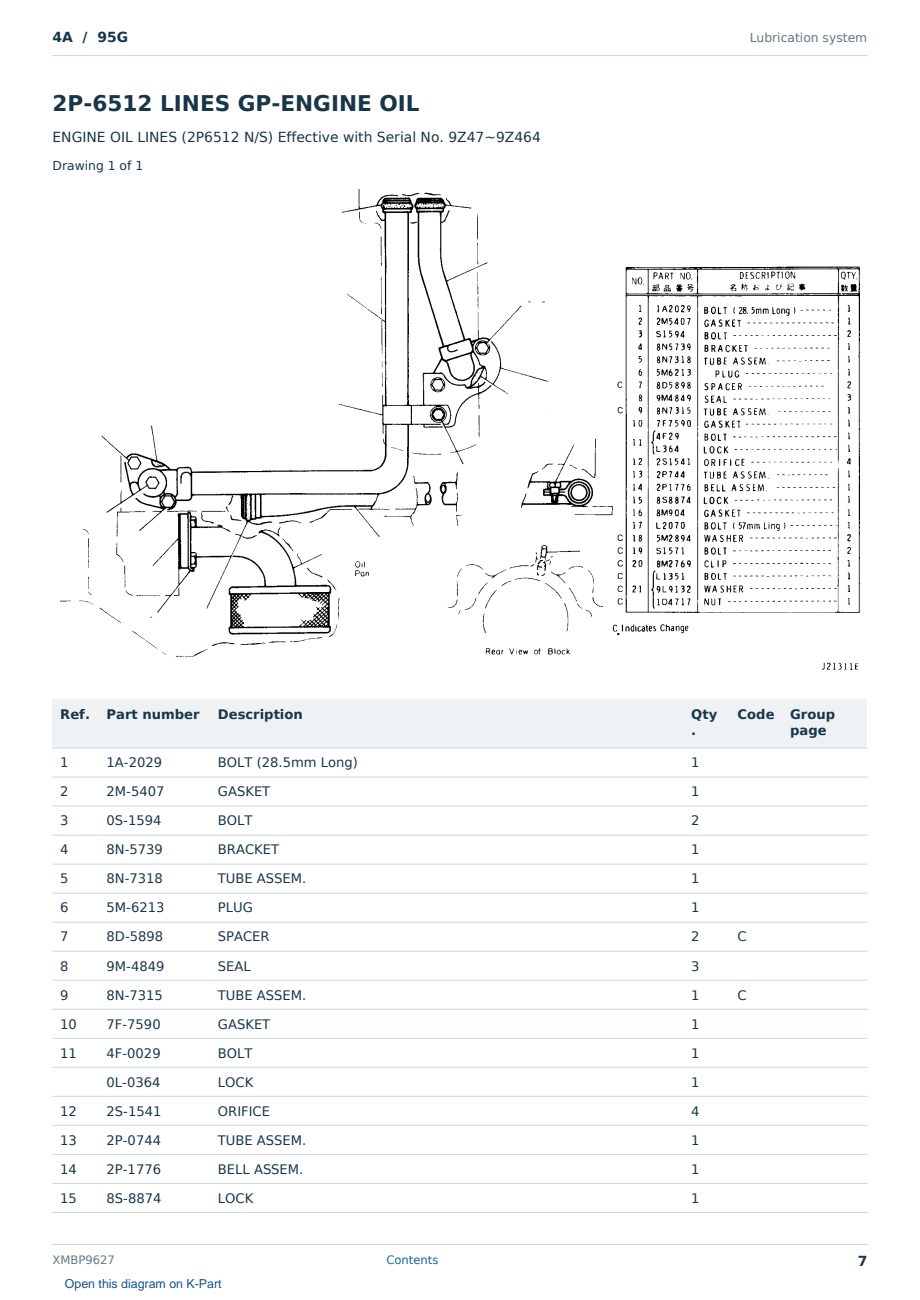 Caterpillar 4A S/N 95G Partsbook XMBP9627 (English) - sample page 7 of 10 Caterpillar 4A S/N 95G Partsbook XMBP9627 (English) - sample page 7 of 10