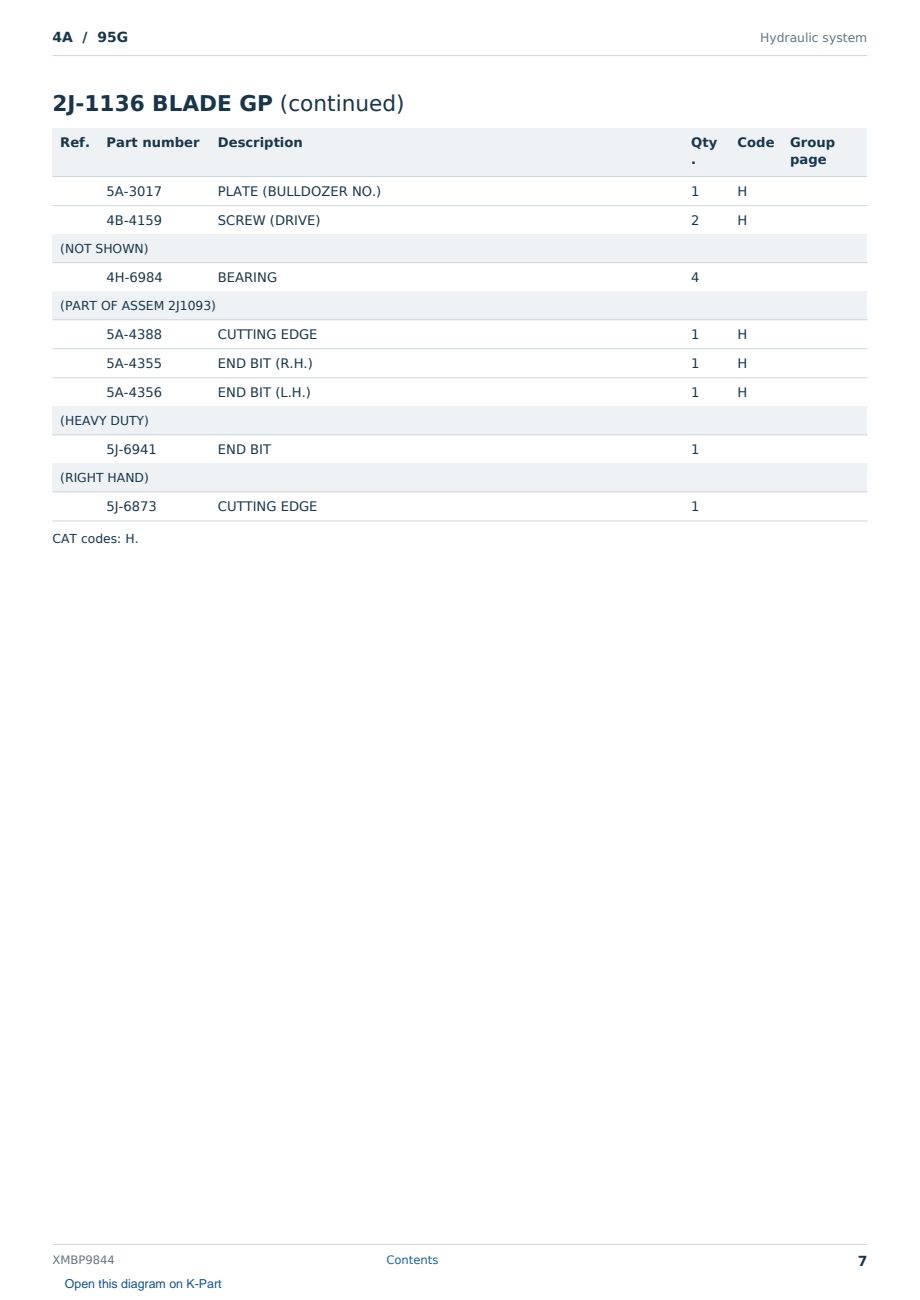 Caterpillar 4A S/N 95G Partsbook XMBP9844 (English) - sample page 7 of 10 Caterpillar 4A S/N 95G Partsbook XMBP9844 (English) - sample page 7 of 10